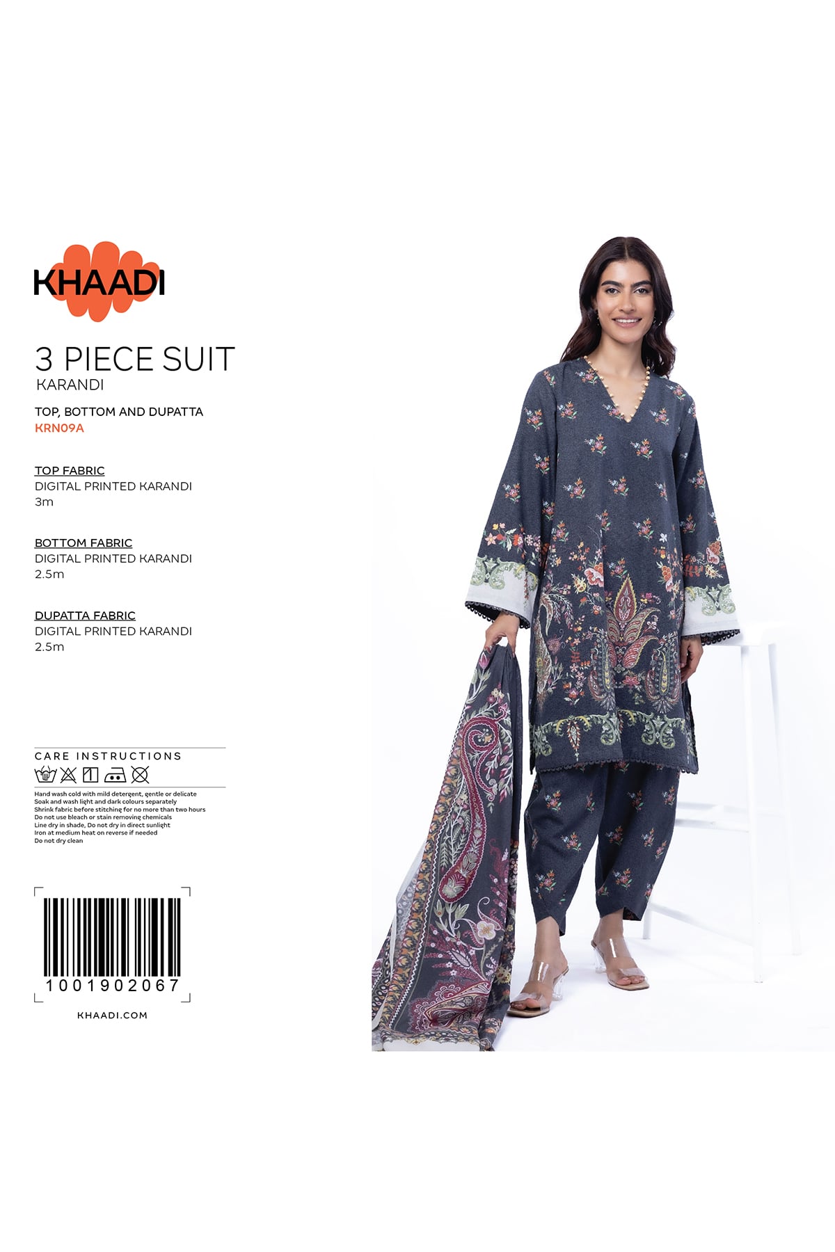 Printed Karandi Fabrics 3 Piece - LKN66A-VG