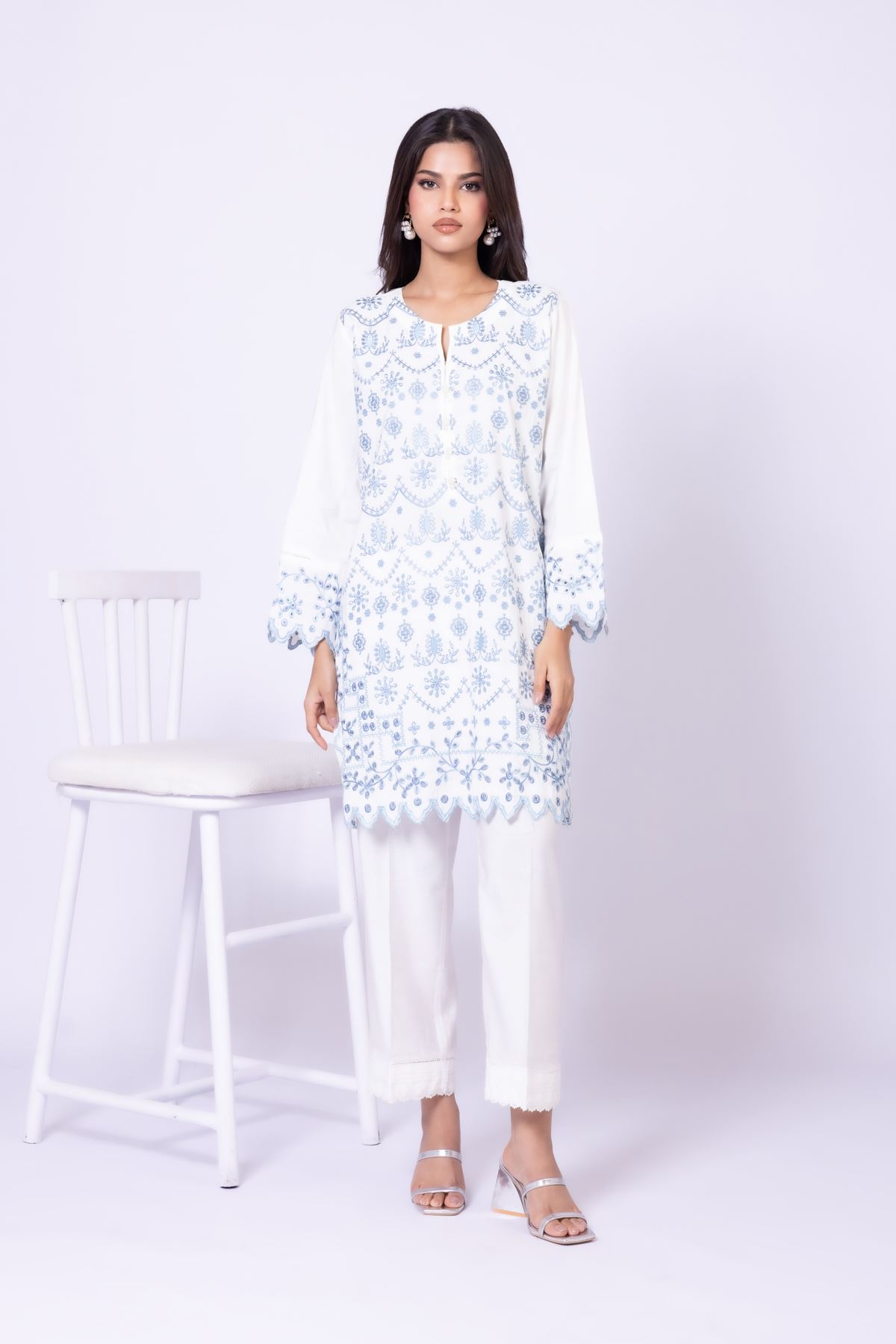 Embroidered Dull Raw Silk Kurta - 25-09-10E1-09TB-VG