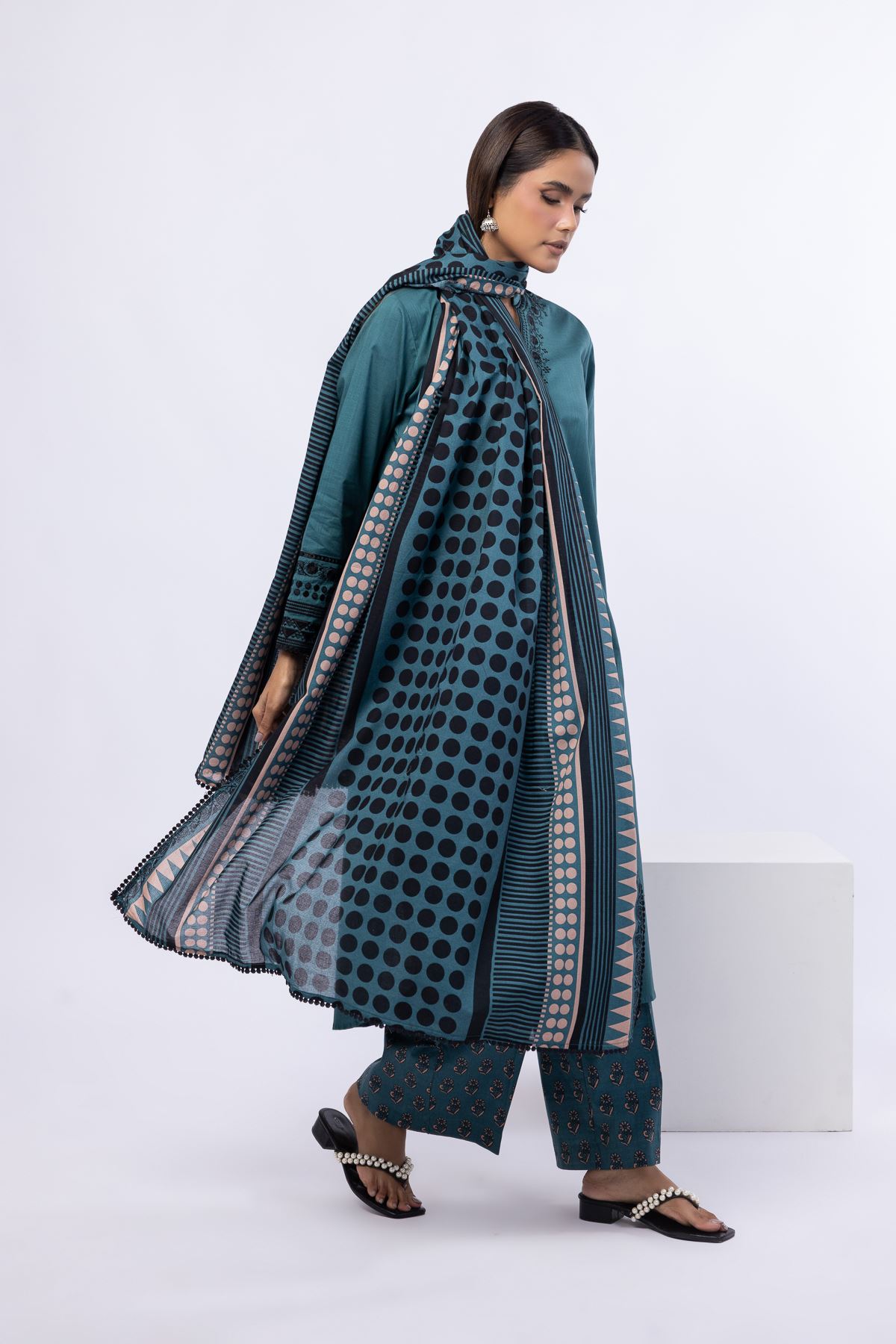 Printed Slub Lawn Dupatta - 25-07-7E5-07BB-VG