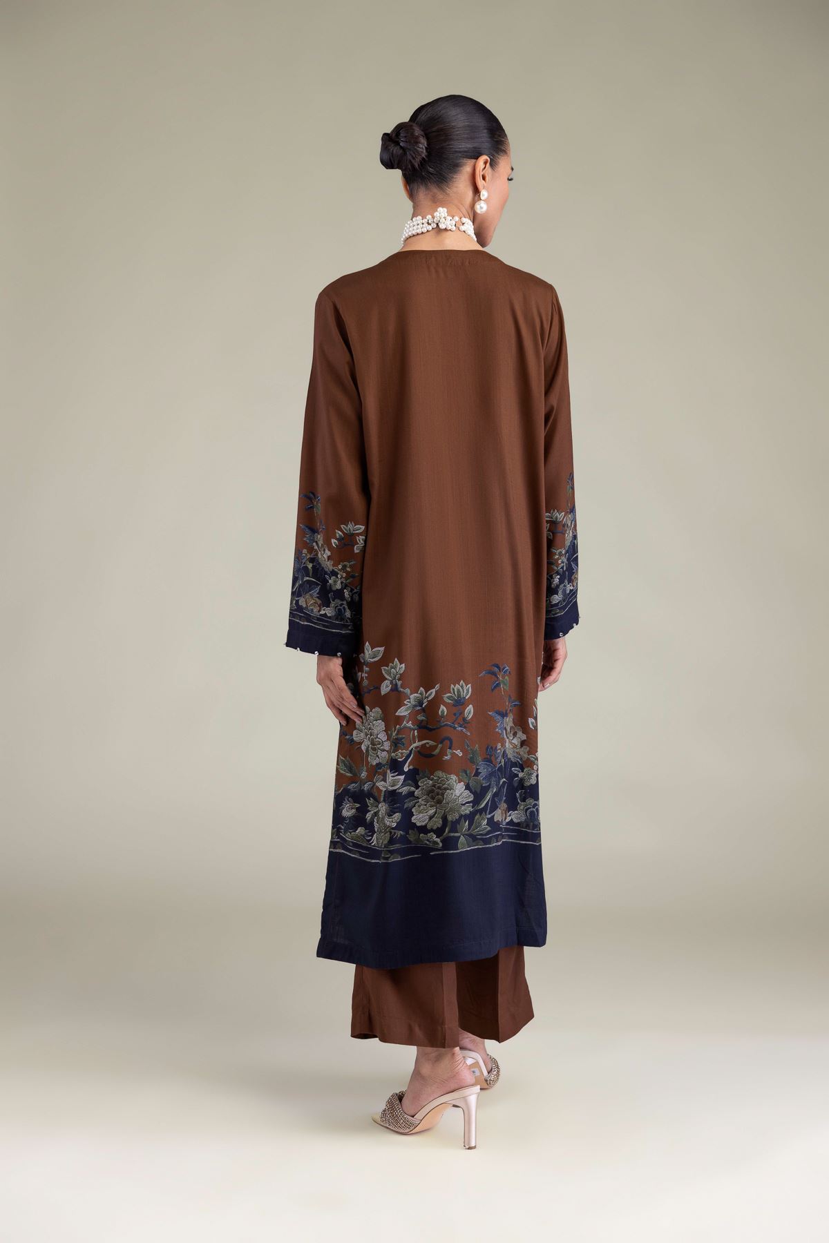 Embroidered Raw Silk Brown Silk Kurta - 2-26-206-A-F1-VG