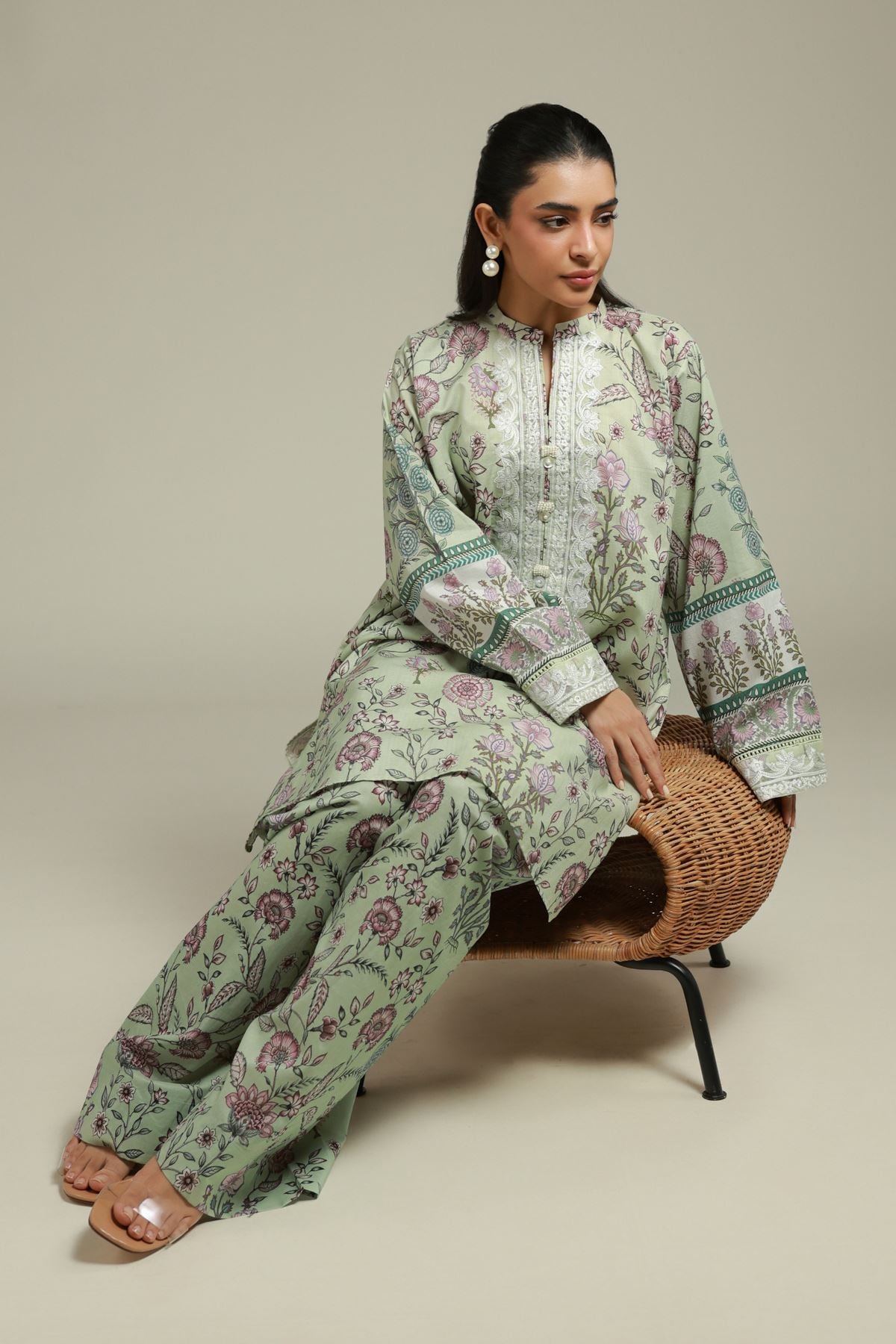 Embroidered Textured Lawn 2-Piece Tailored Set - T-A22-26-112FH1-VG