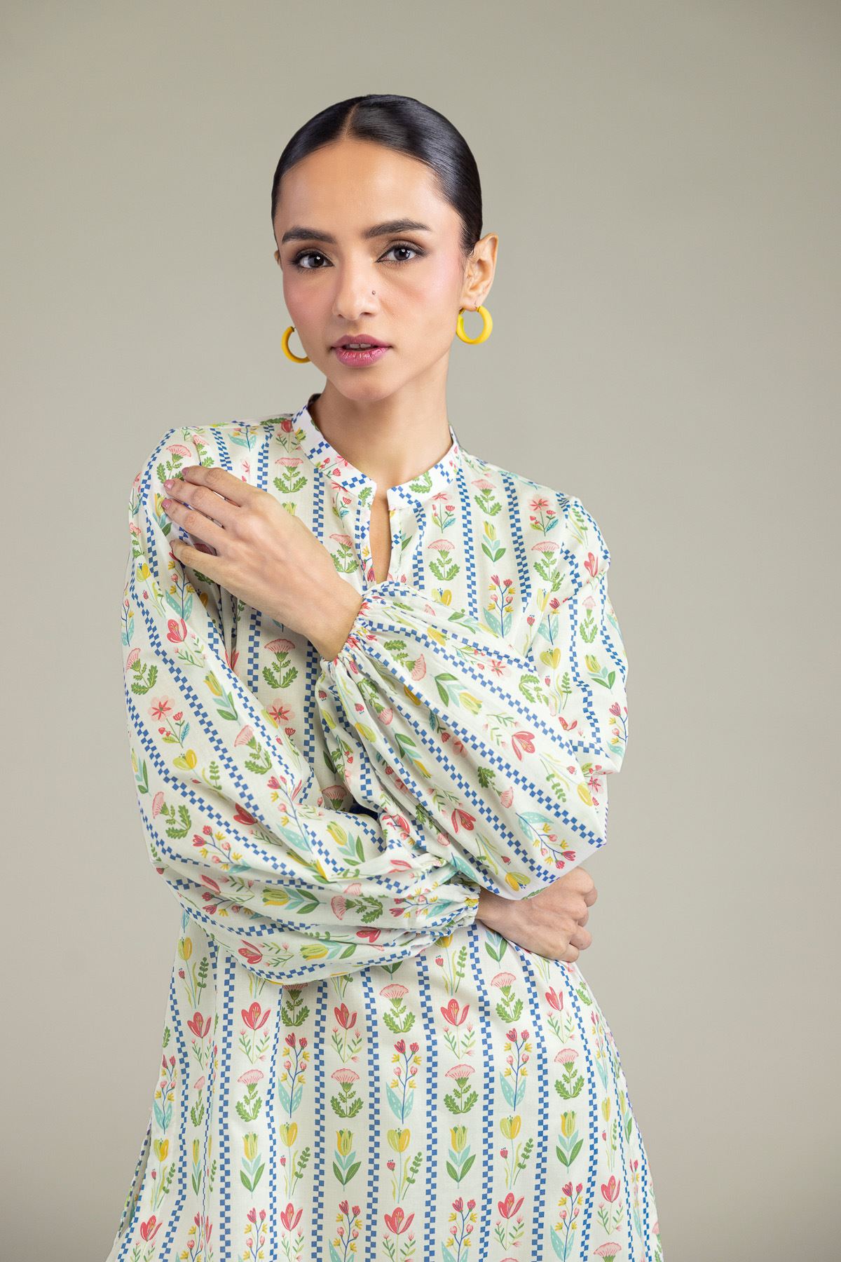 Printed Cambric Floral Cambric Kurta - 1-26-213-A-B1-VG