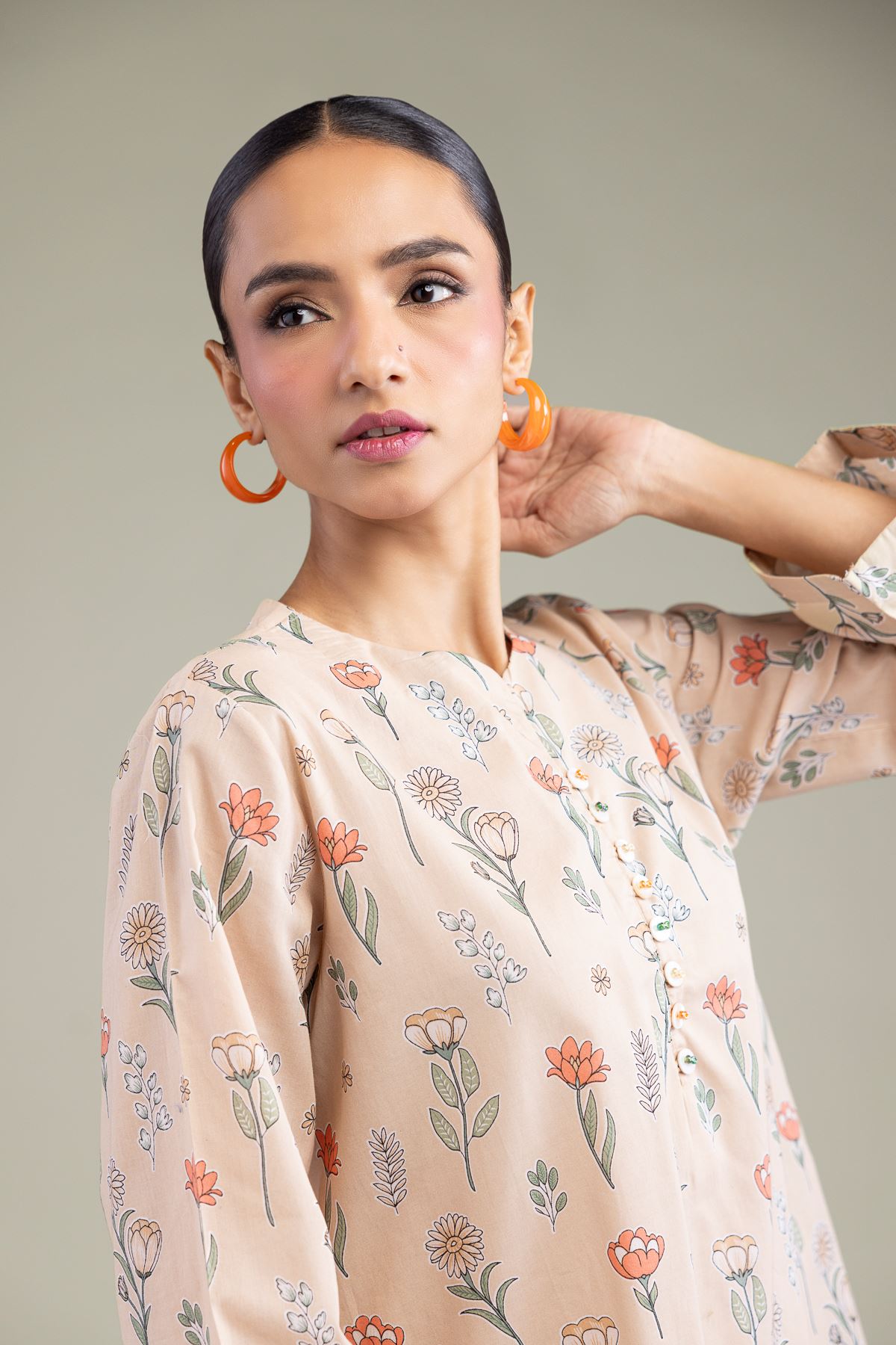Printed Cambric Floral Cambric Kurta - T-A11-26-114FD1-VG