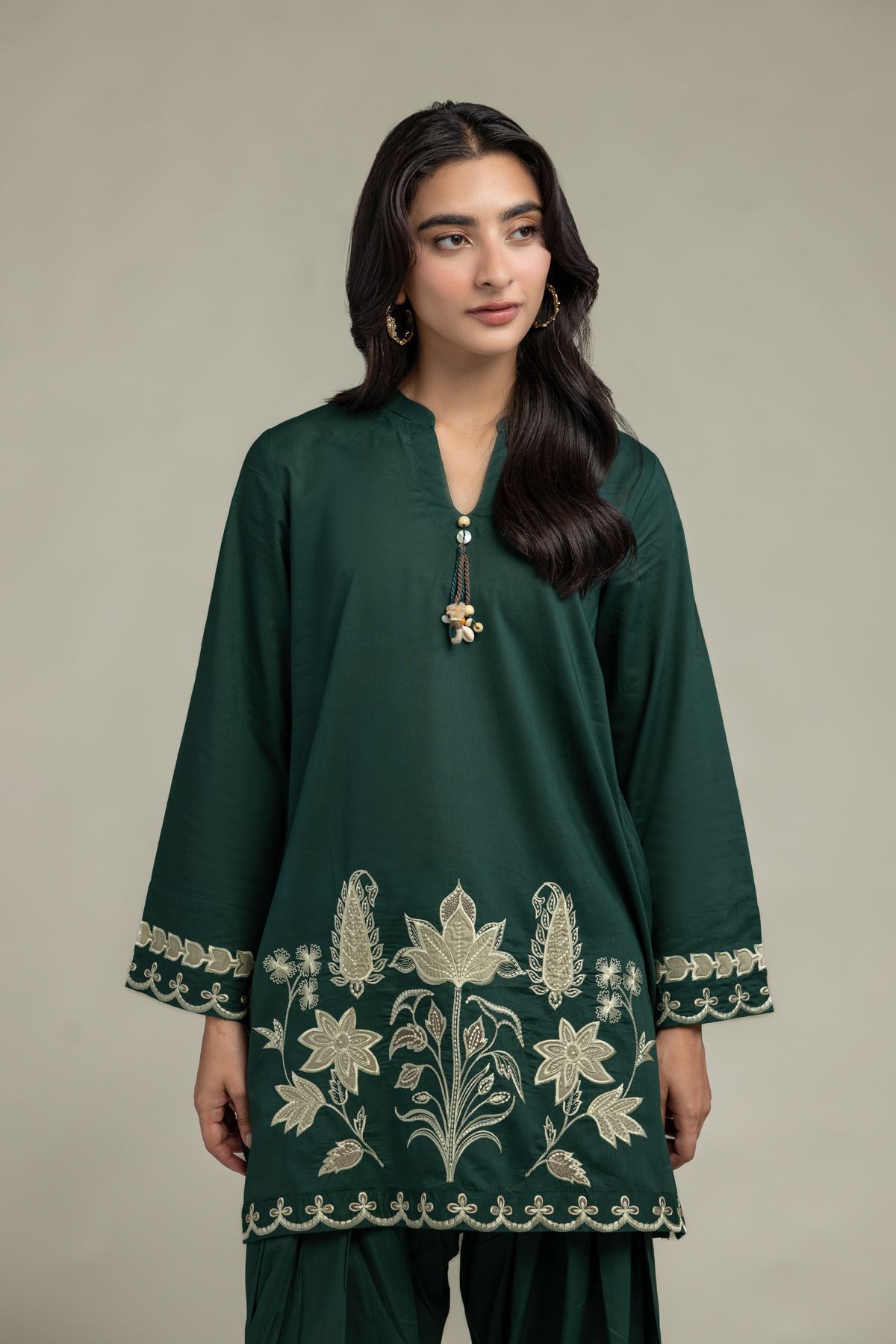 Cambric Floral Green Kurta - 1-26-321-B-C1-VG