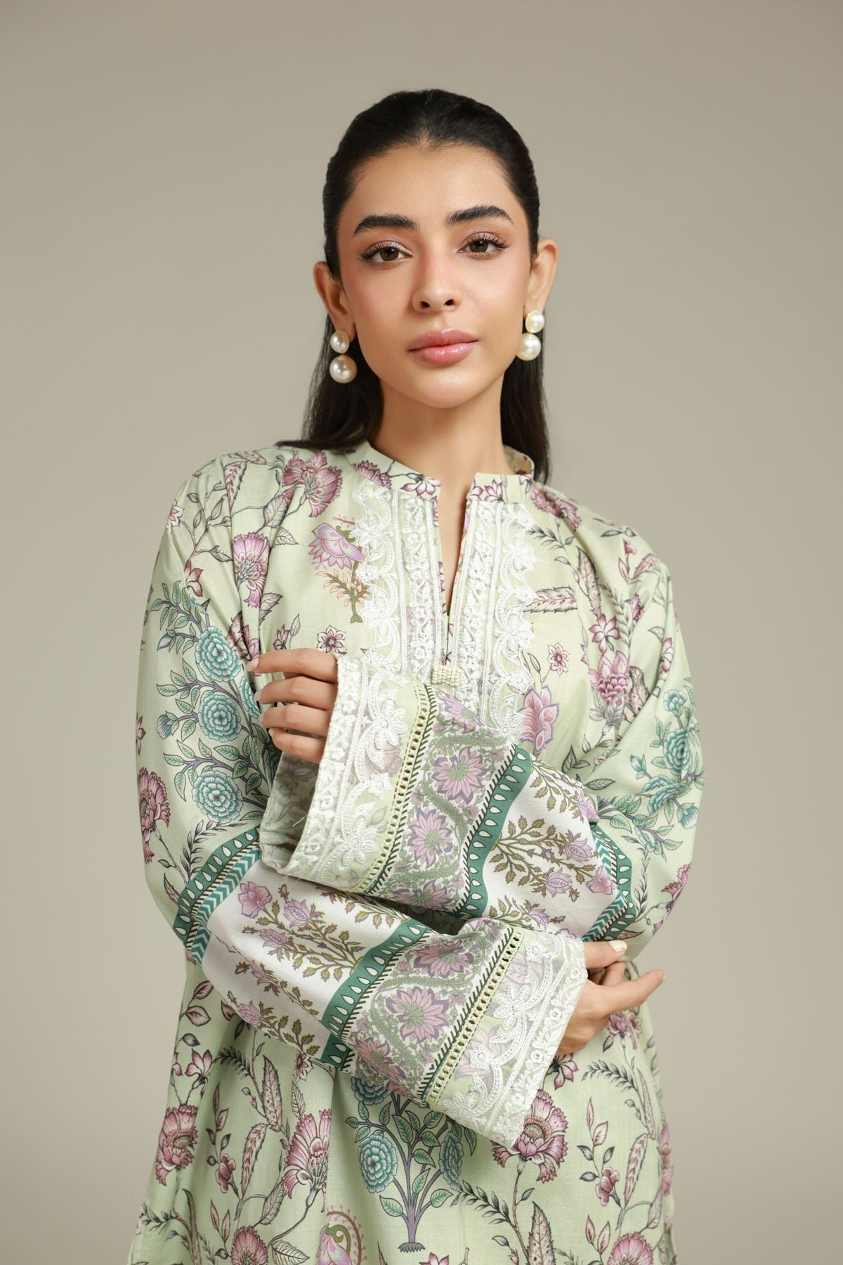 Embroidered Textured Lawn 2-Piece Tailored Set - T-A22-26-112FH1-VG