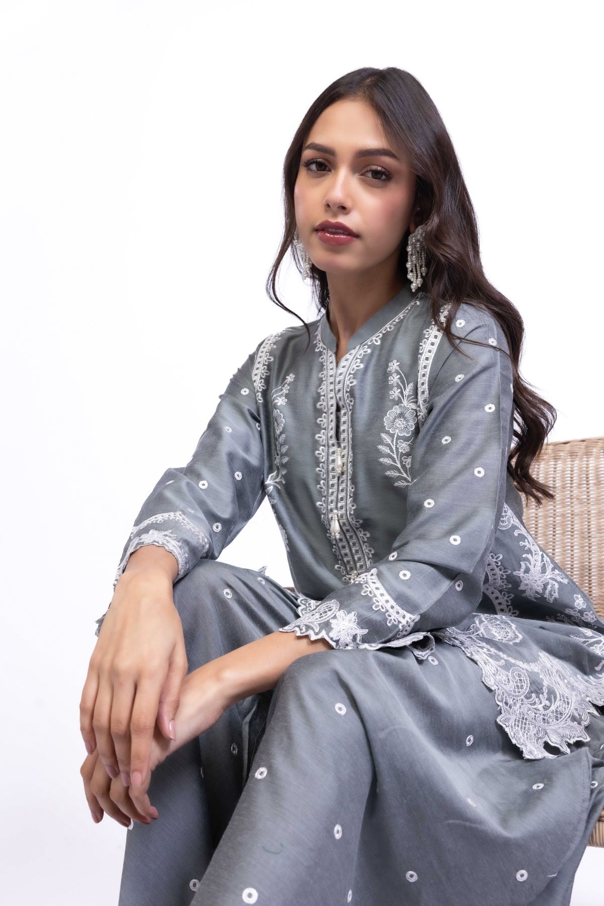 Embroidered Raw Silk Kurta - 25-10-12E6-04TA-VG