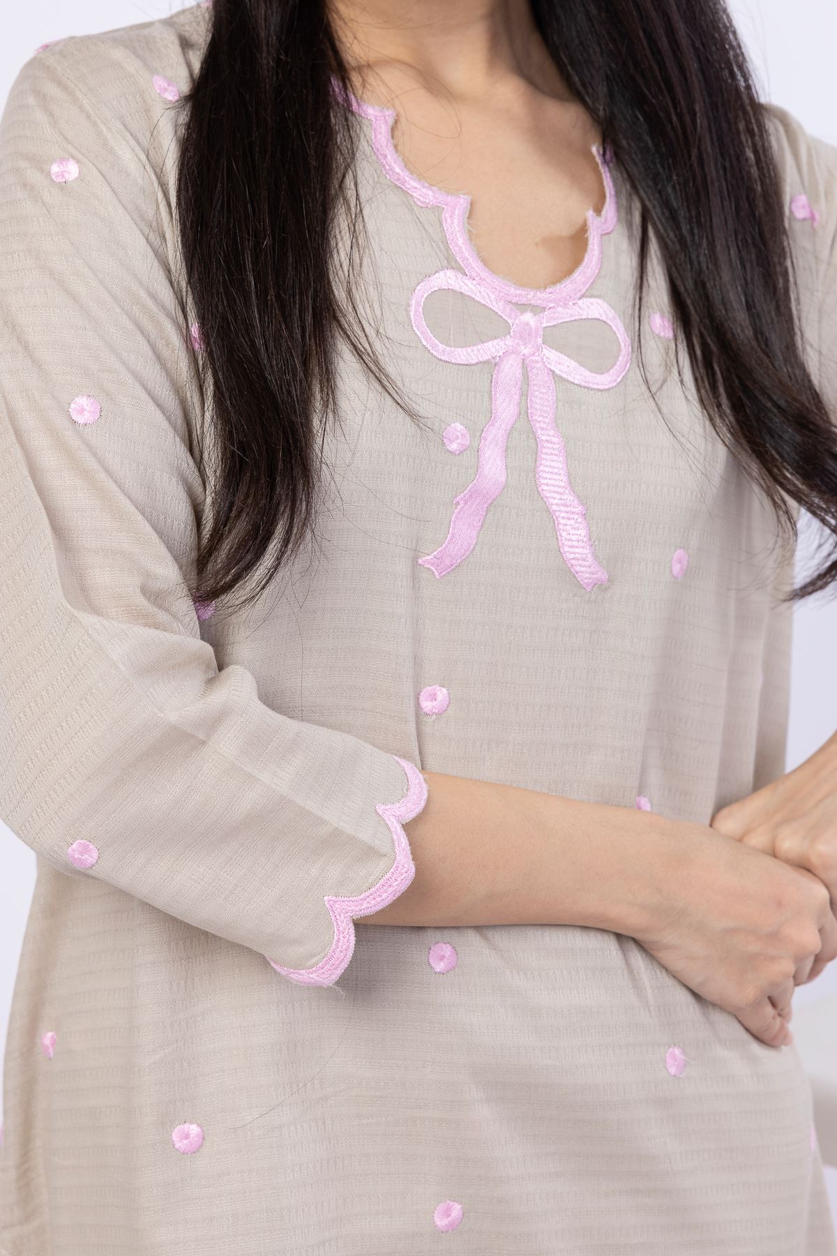 Embroidered Cotton Dobby Kurta - 25-09-9S3-07TB-VG