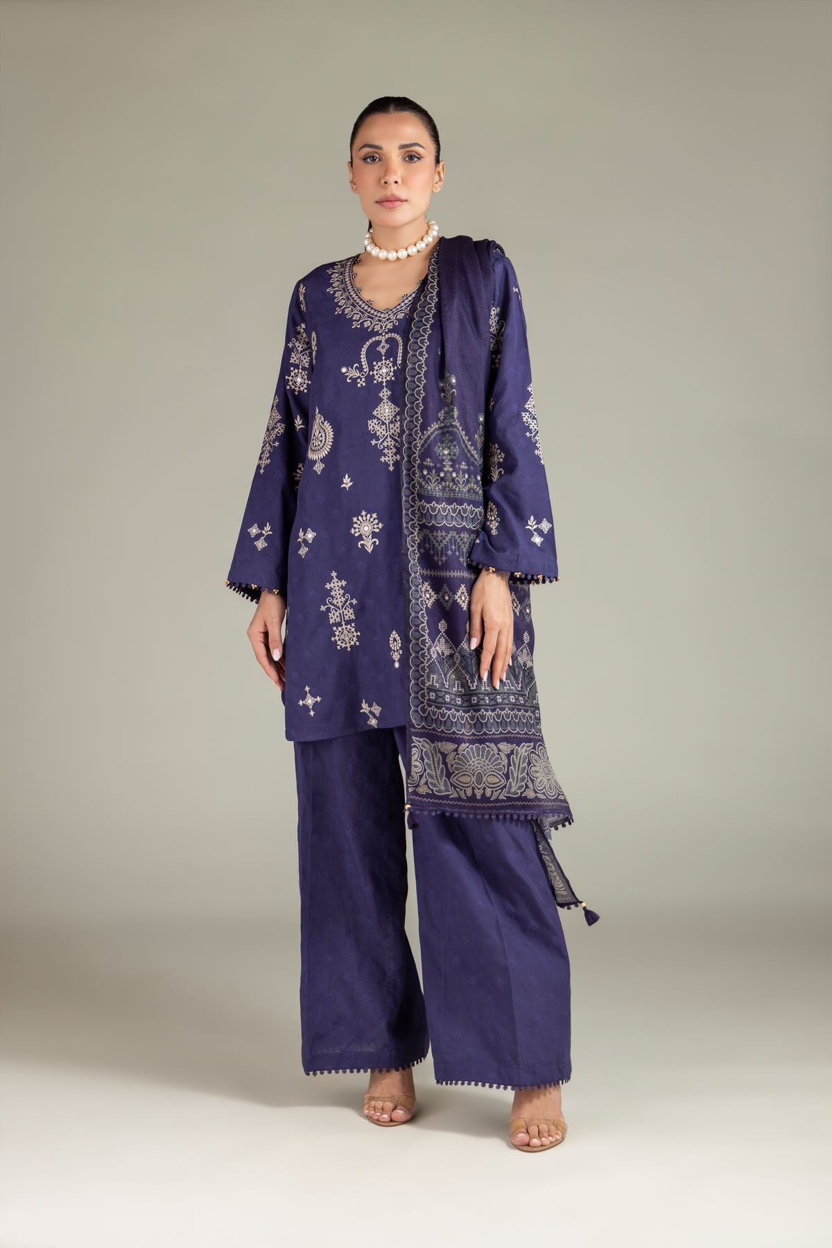 Embroidered Broshia 3-Piece Tailored Set - 1-26-250-B-H1-VG
