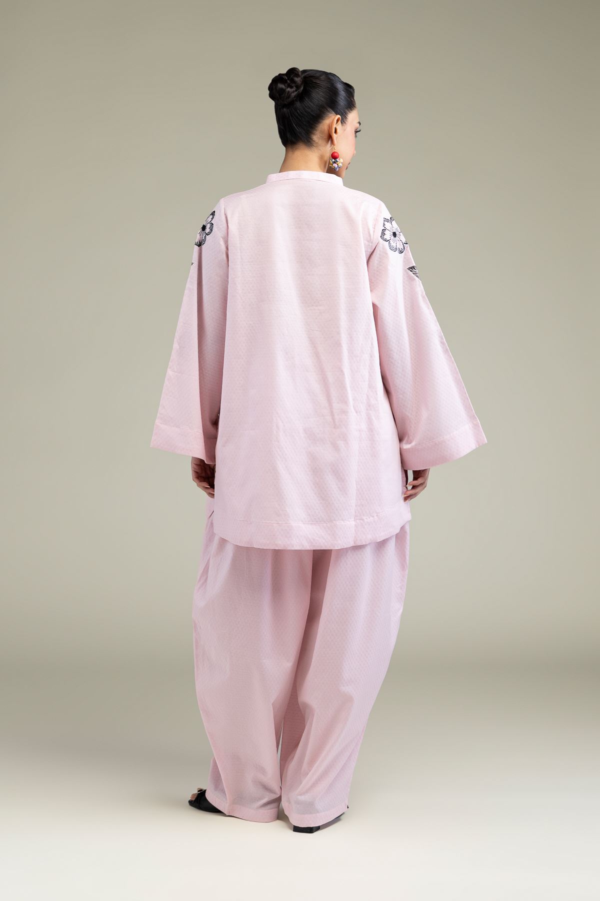 Embroidered Cotton Dobby Floral Pink Kurta - T-A11-26-101FH1-VG