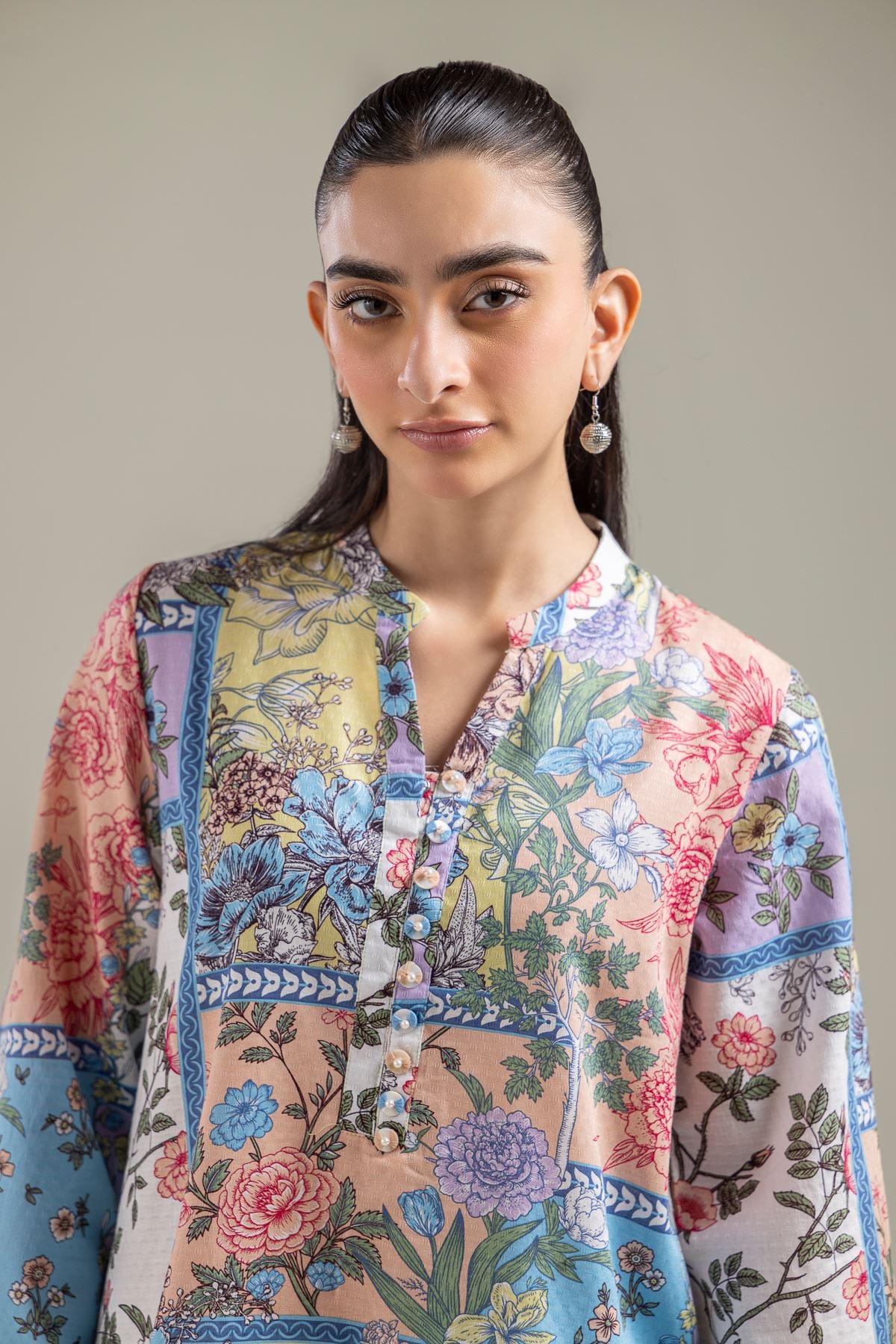 Embroidered Cotton Dobby Button-Down Cotton Kurta - 1-26-118-A-C-VG