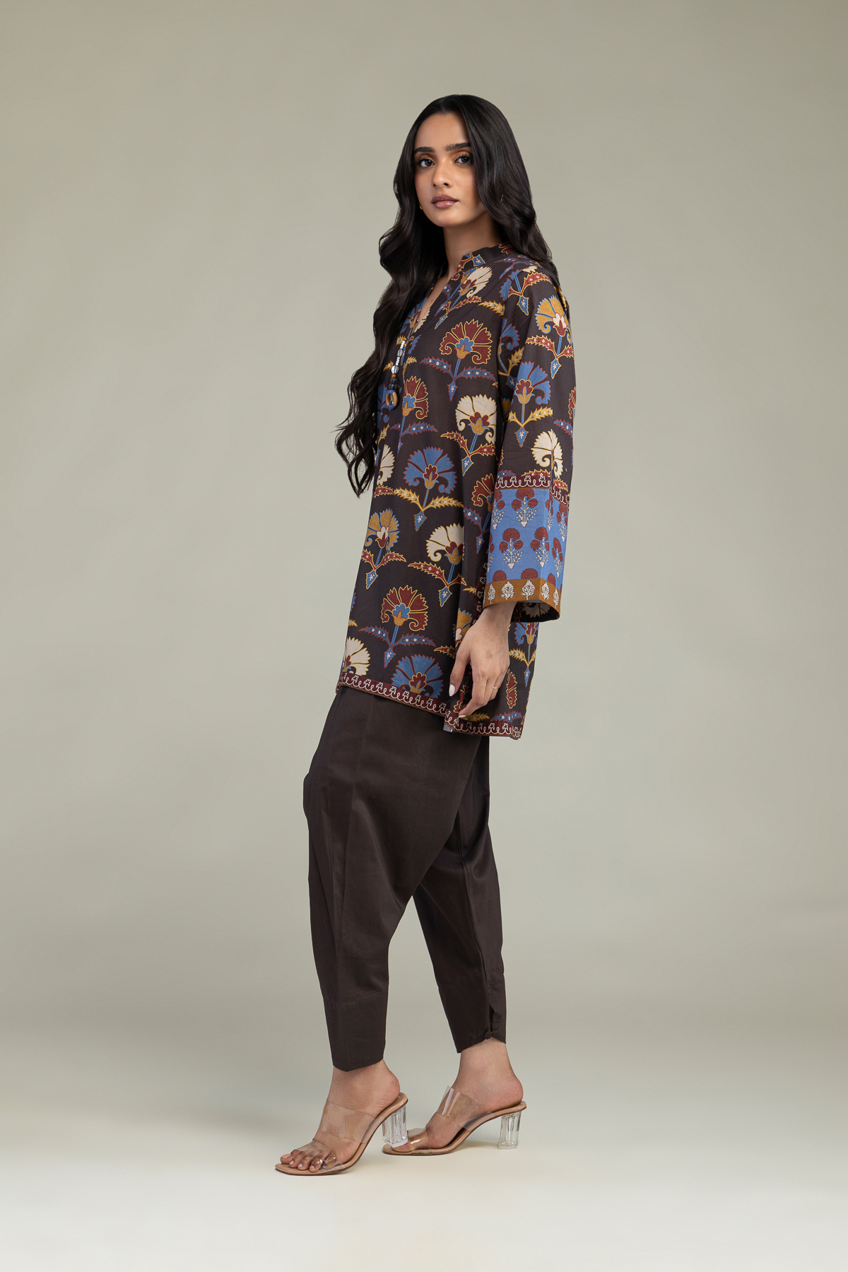 Printed Cambric Brown Cambric Shalwar - 1-26-301-B-I1-VG