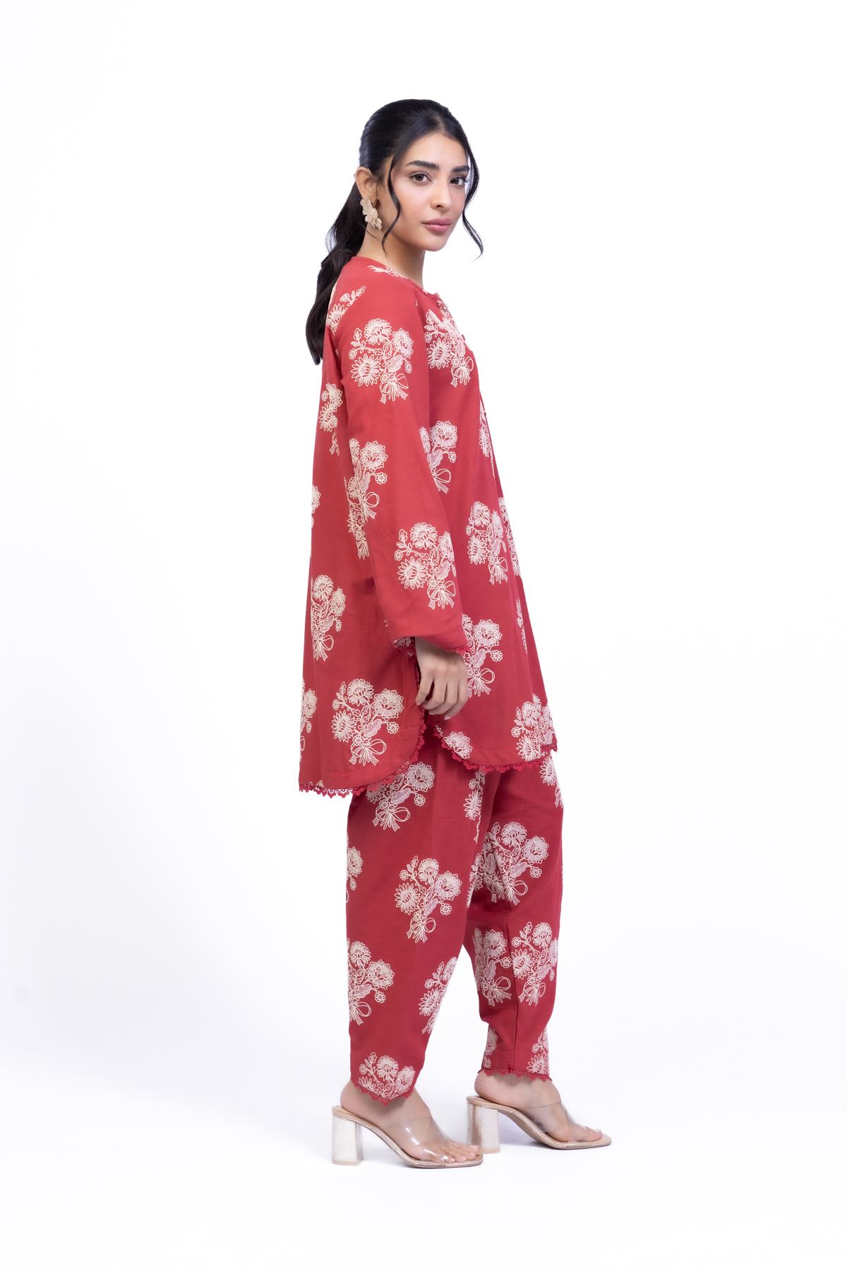 Printed Khaddar Kurta - 25-10-11E8-11TB-VG