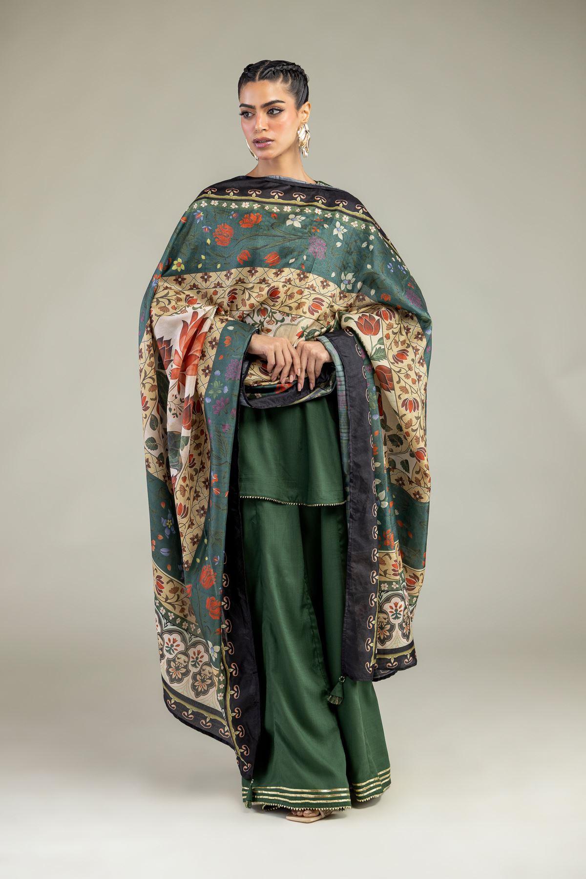 Printed Polyester Silk Silk Floral Dupatta - 2-26-203-A-C1-VG