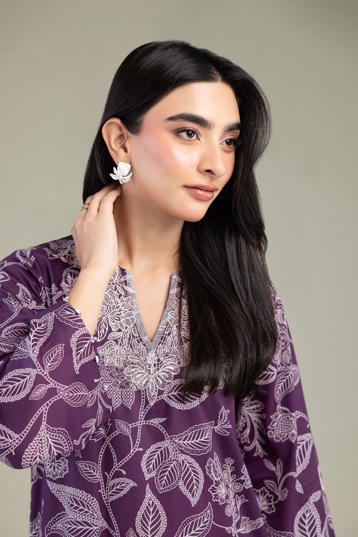 Embroidered Cambric Purple Cambric Kurta - 1-26-320-A-I2-VG