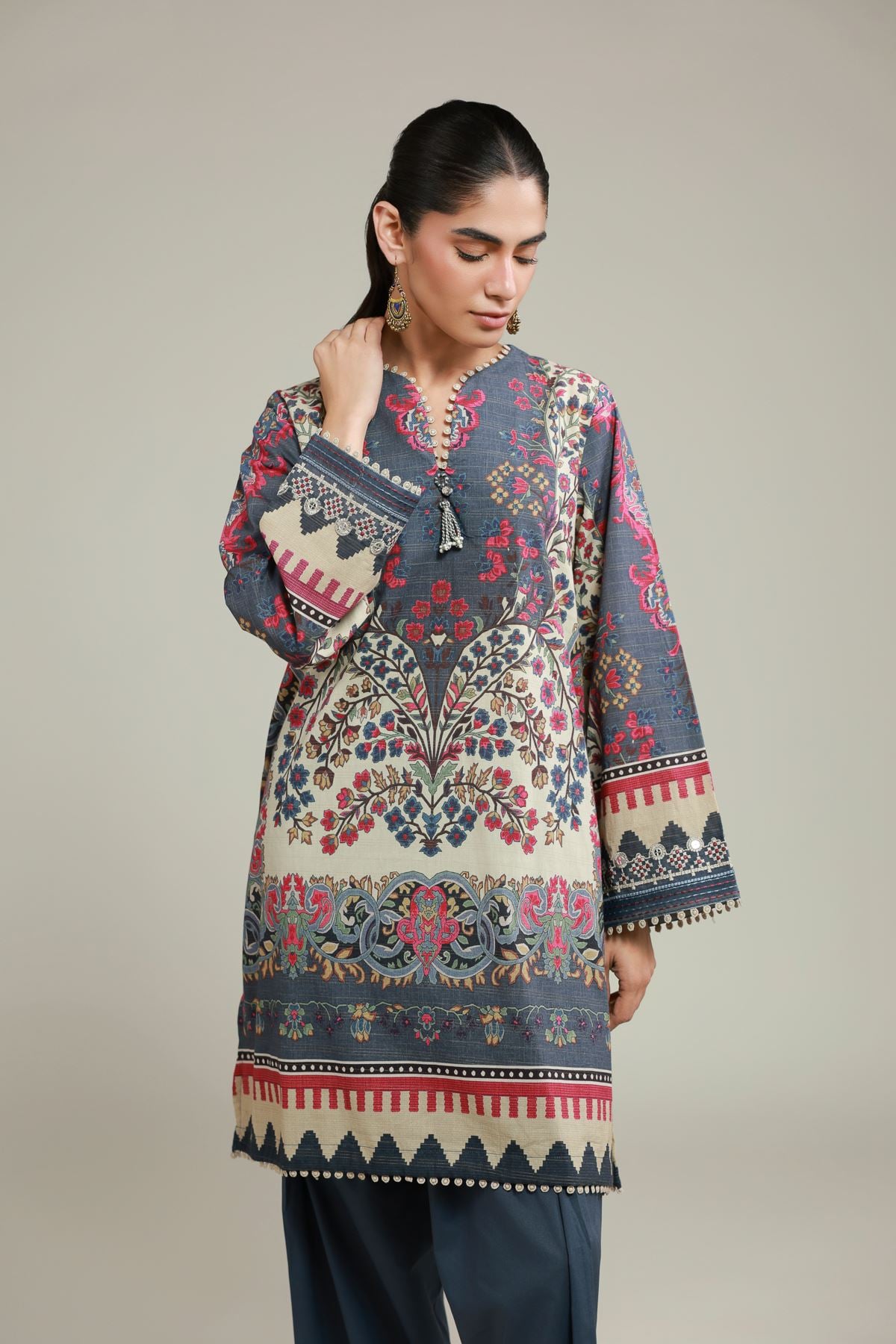 Embroidered Messuri Tailored 2 Piece | Top and Bottom - T-A113-26-110EA1-VG