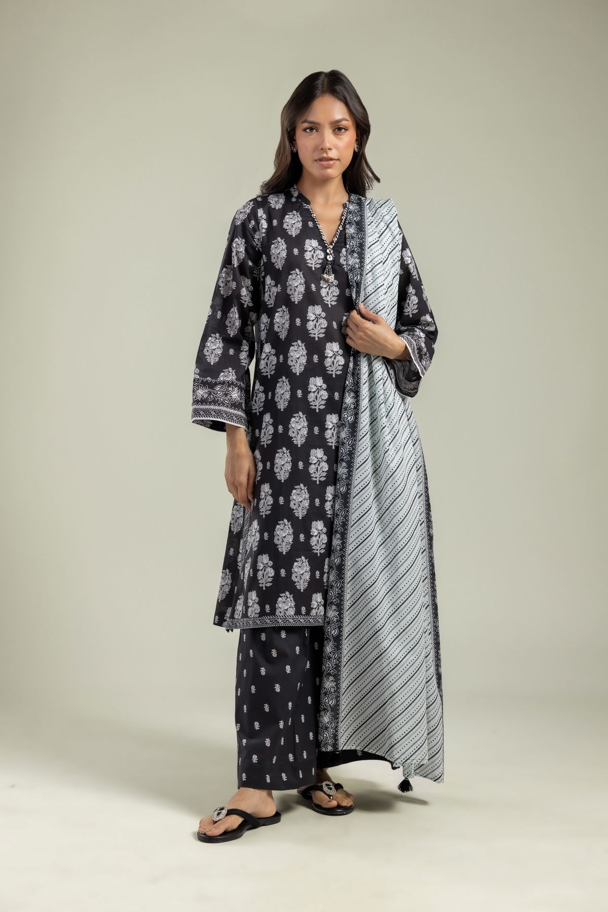 Printed Cambric Floral Cambric Pants - 1-26-201-A-A-VG