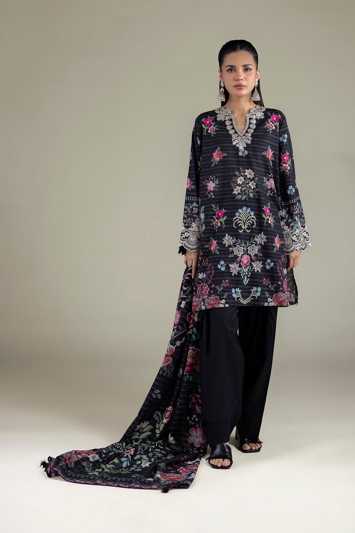 Embroidered Messuri Fabrics 3 Piece - 1-26-102-A-F-VG