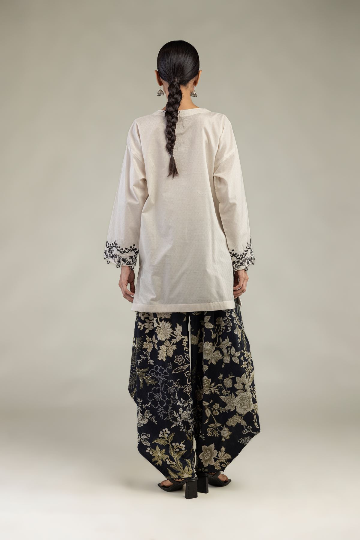 Embroidered Cotton Dobby Floral Short Kurta - 1-26-226-A-I1-VG