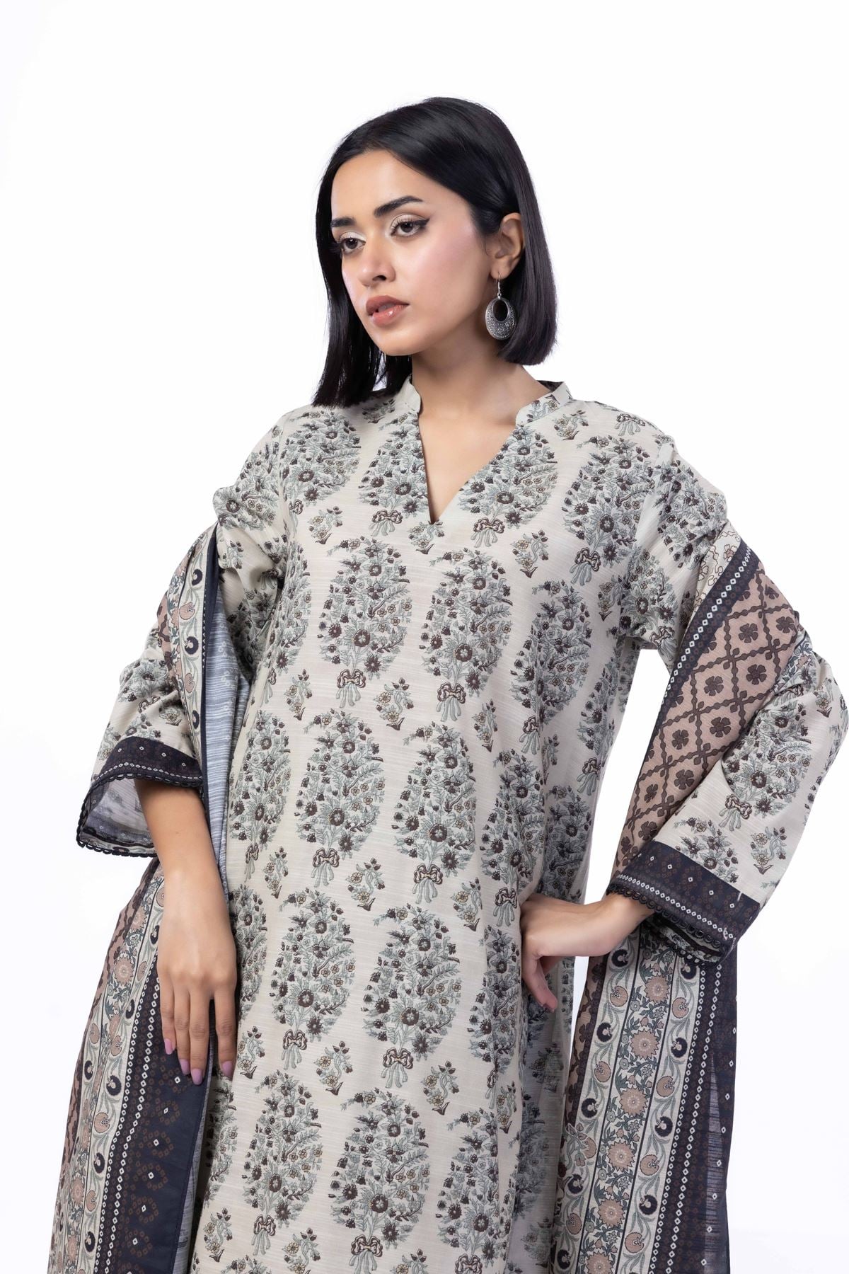 Printed Light Khaddar Fabrics 3 Piece - KW57A-VG