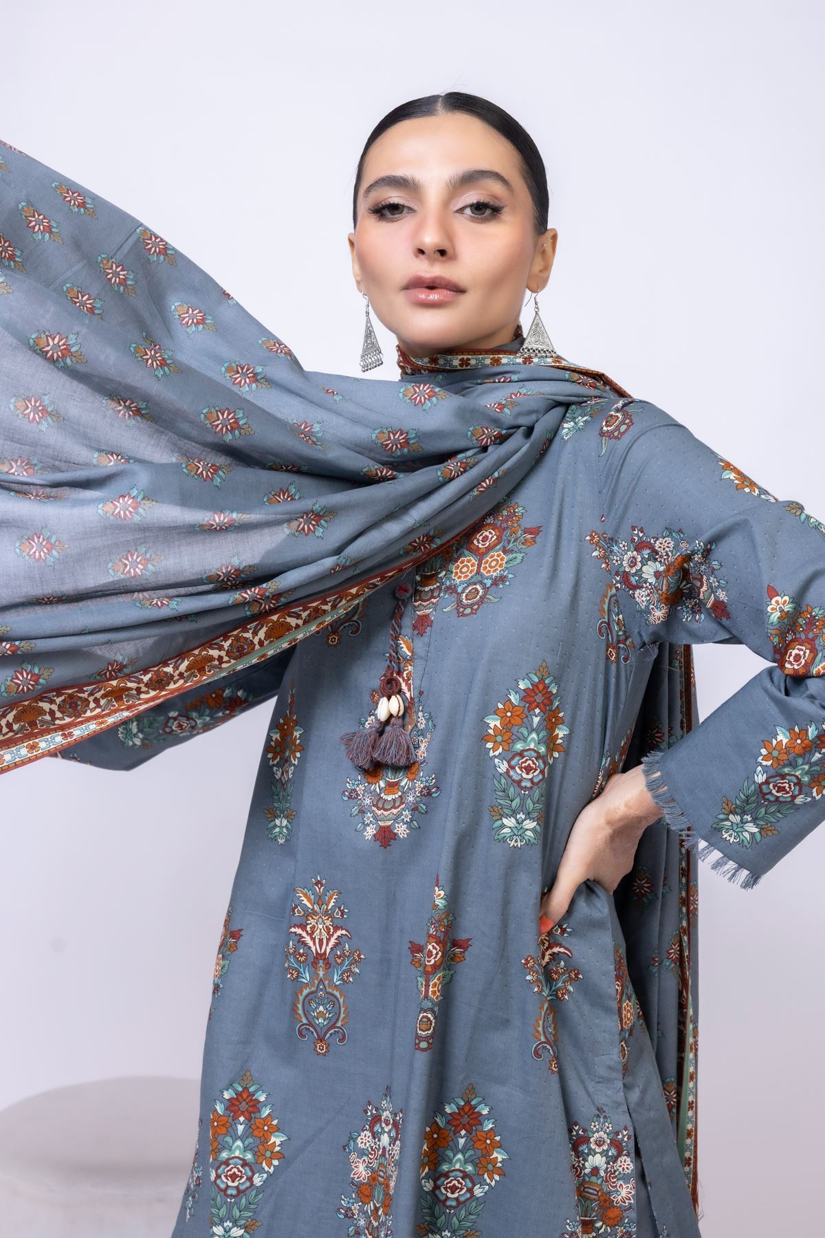 Printed Lawn Dupatta - 25-04E43-07BB-VG