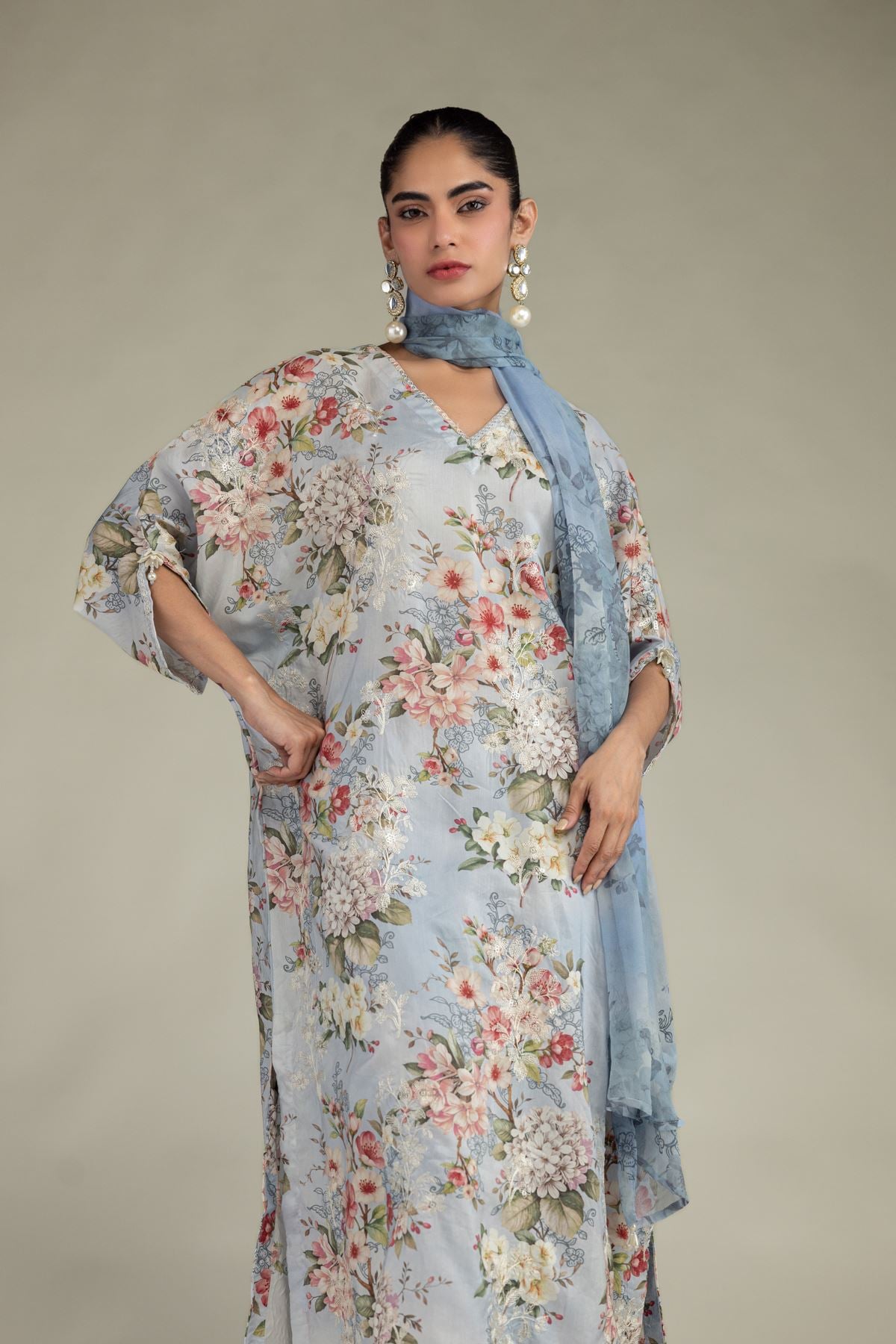 Embroidered Blended Viscose Long Embroidered Kurta - 1-26-102-A-F-VG