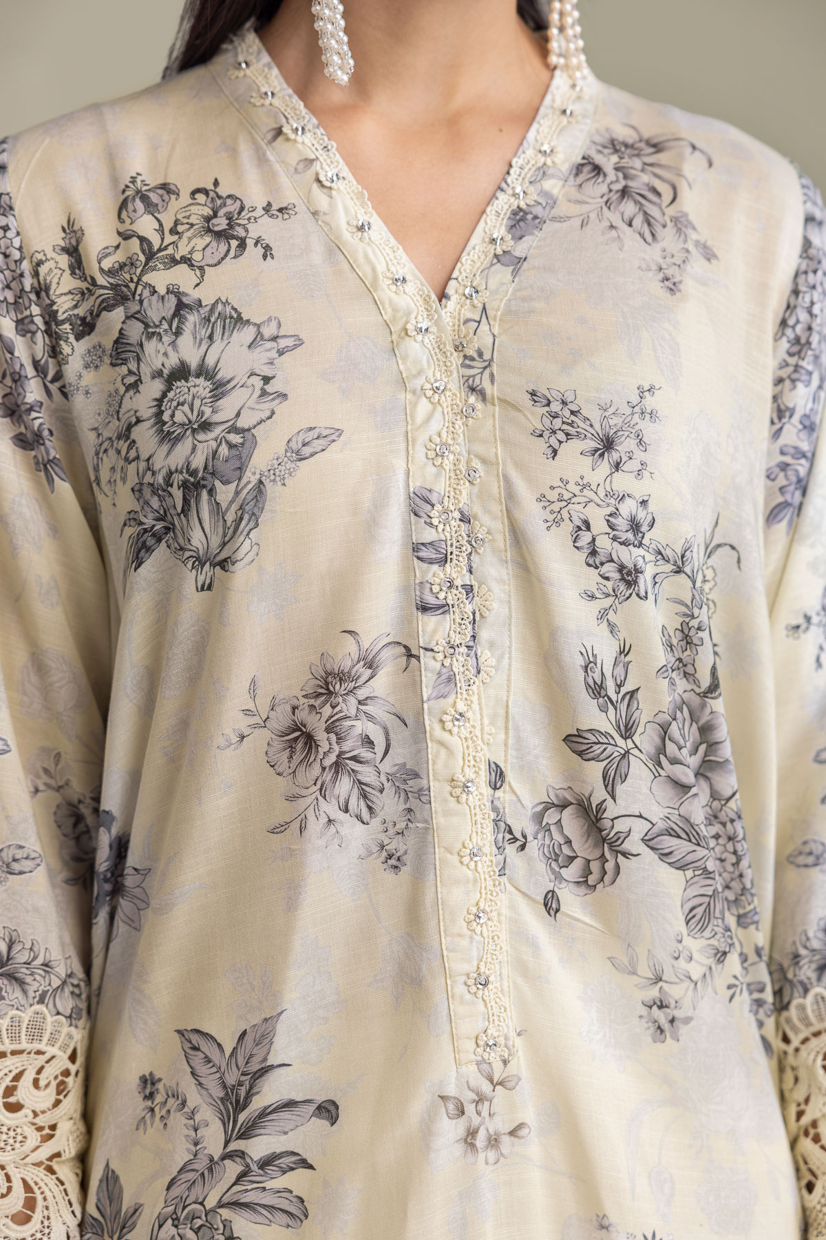 Printed Raw Silk Floral Silk Kurta - 1-26-415-A-A1-VG