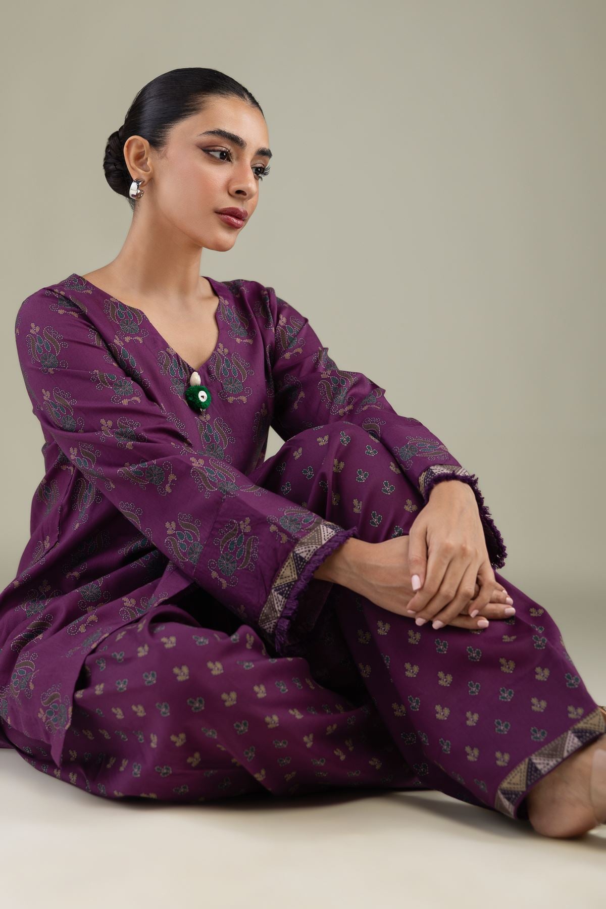 Printed Textured Weave Short Printed Kurta - 8-26-303-A-C1-VG