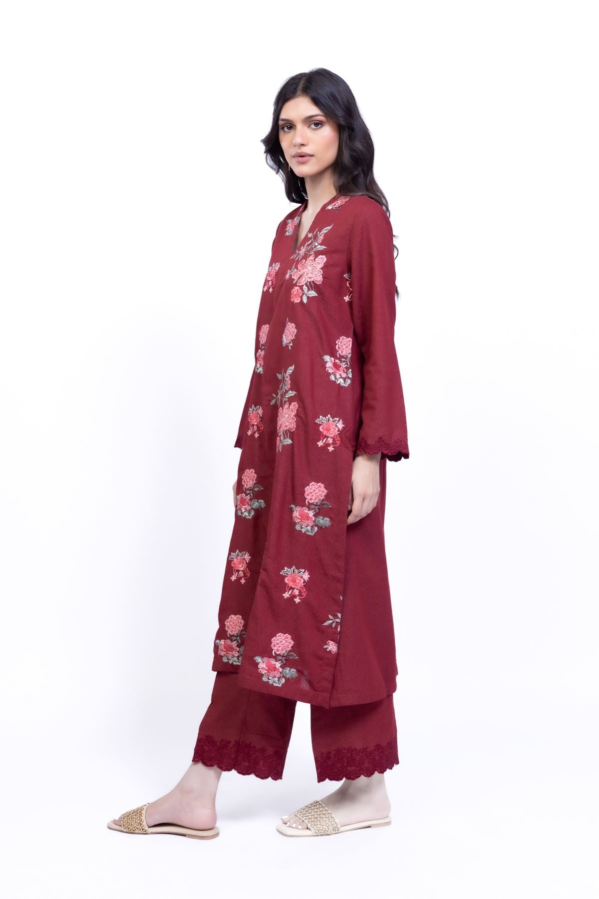 Embroidered Karandi Pants - 25-09-11E14-07TA-VG
