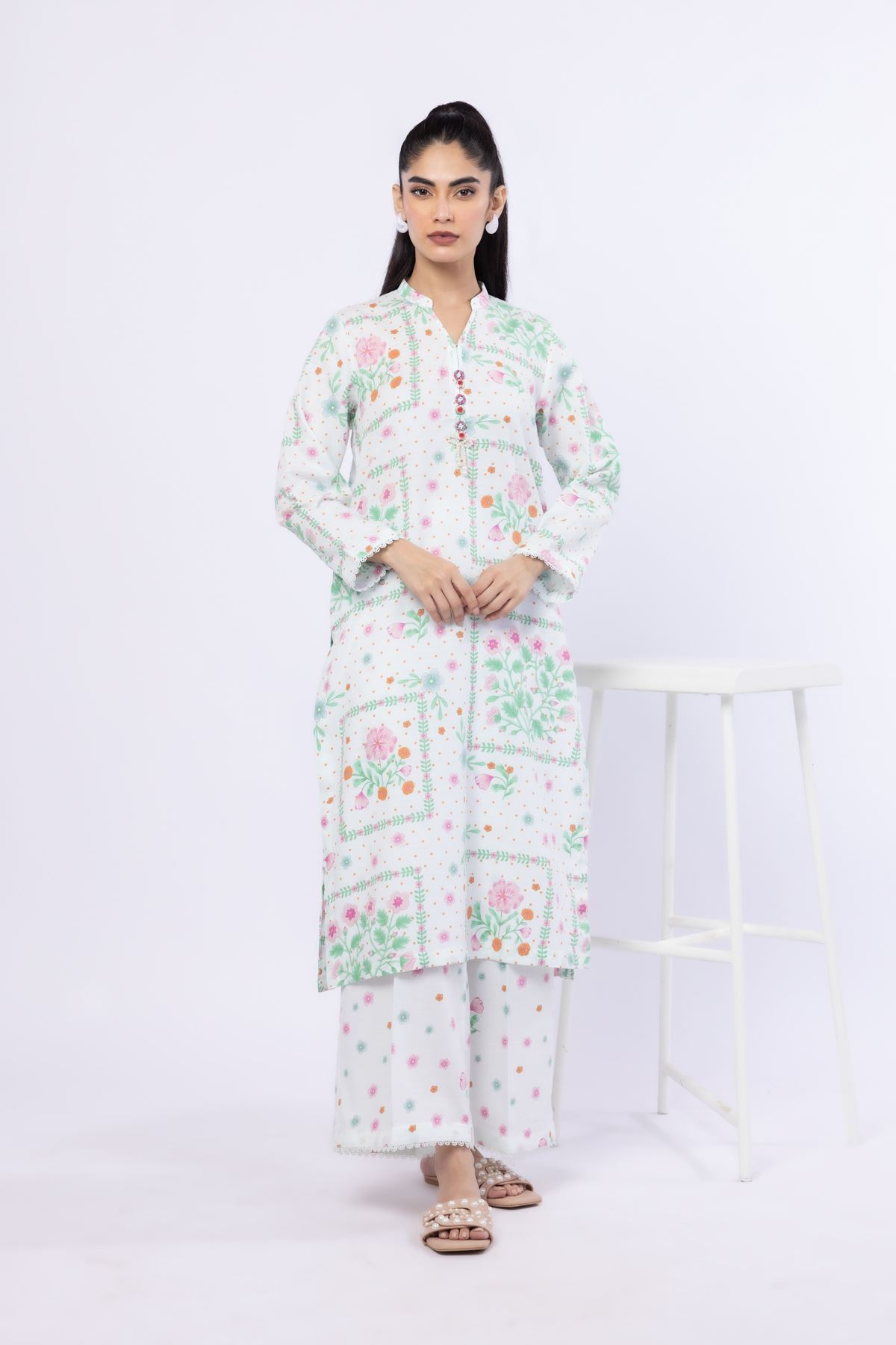 Printed Cotton Dobby Pants - 25-07-7E5-07BB-VG