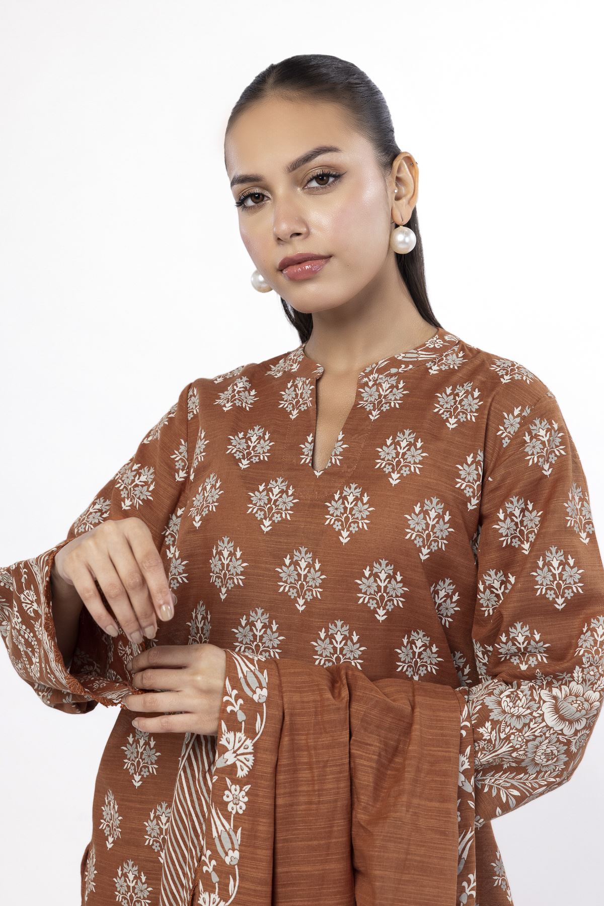 Printed Slub Cotton Tailored 3 Piece - LKN99AST-VG