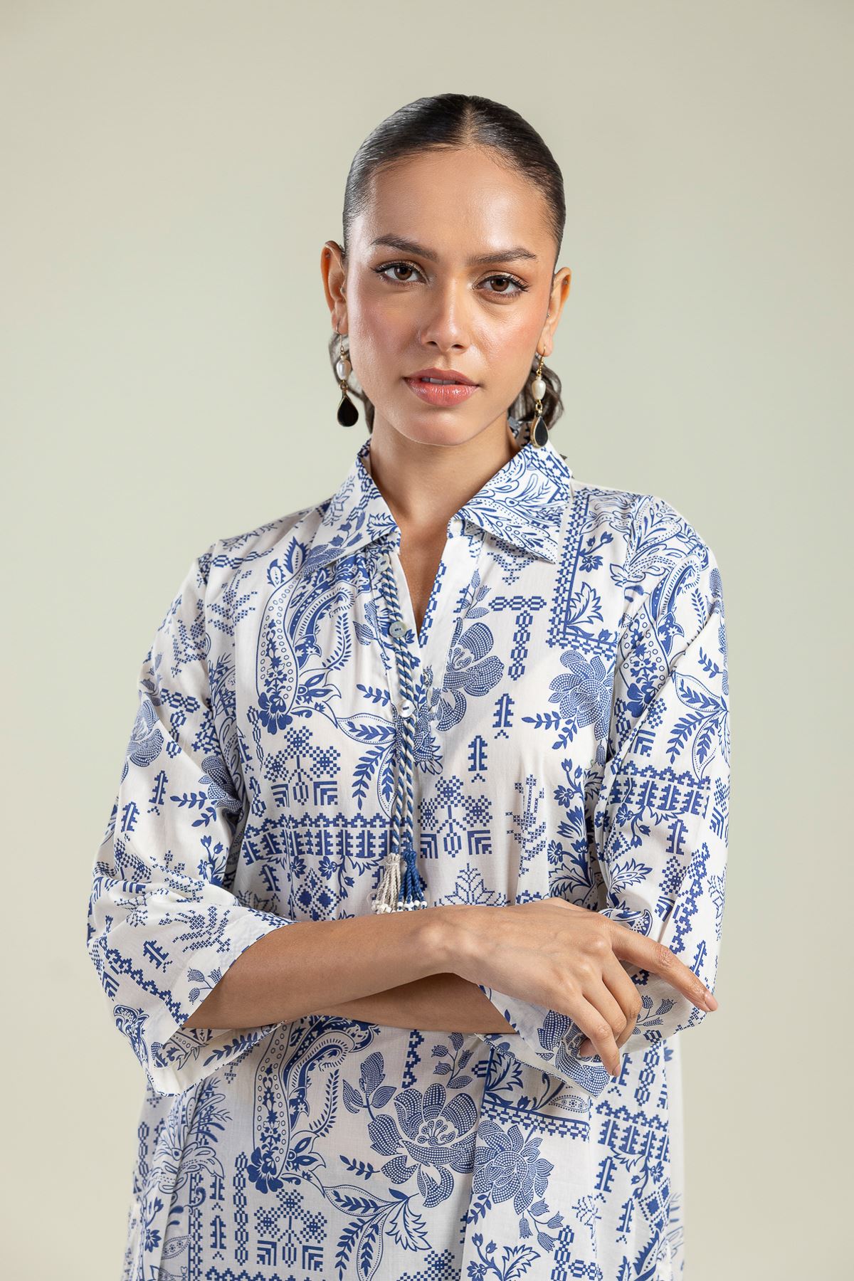 Printed Cambric Floral Cambric Kurta - 1-26-201-A-A-VG