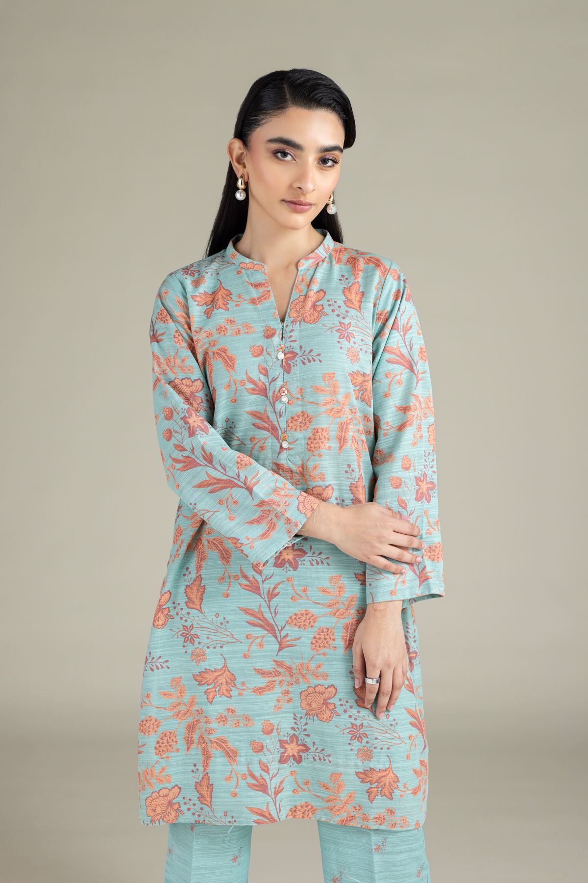 Printed Textured Cotton Kurta - 25-09-9S1-04TA-VG