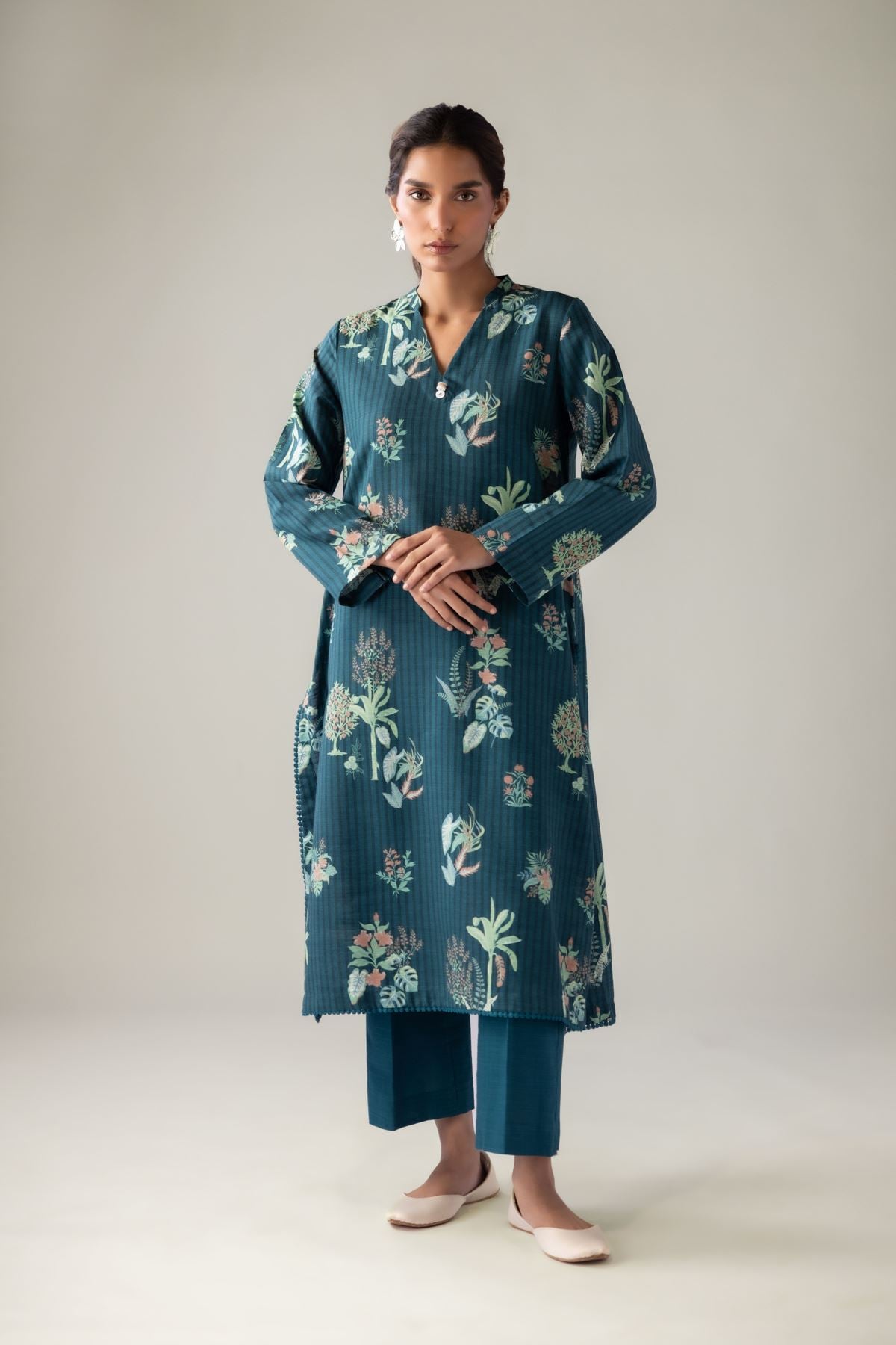 Printed Khaddar Kurta - 25-09-10E4-08TA-VG