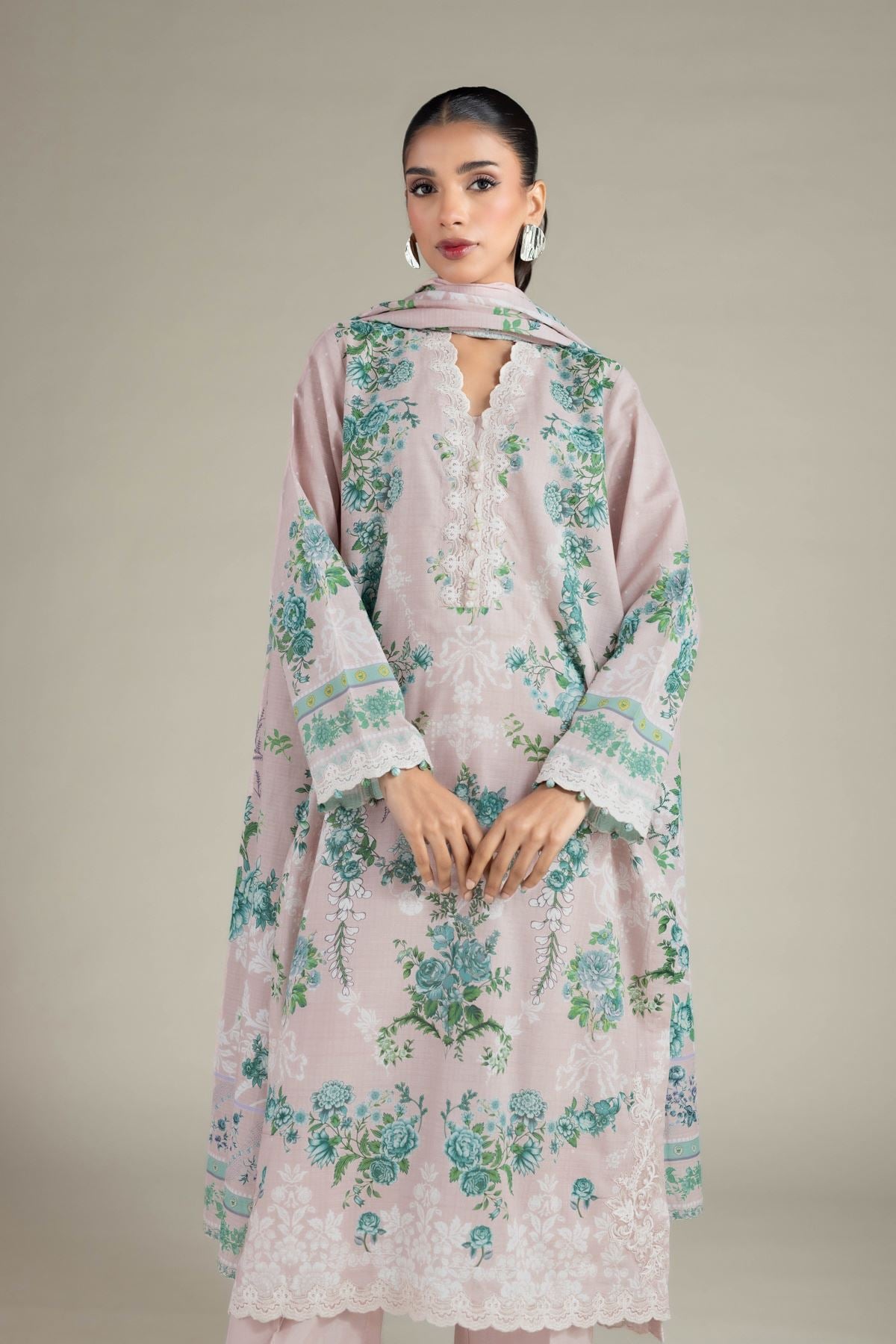 Embroidered Cambric Fabrics 3 Piece - 1001940060