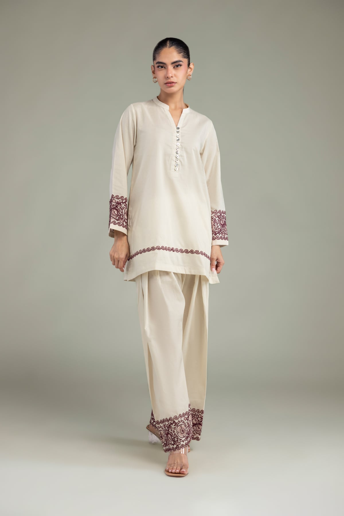 Embroidered Cambric Off-White Cambric Shalwar - 1-26-102-A-F-VG