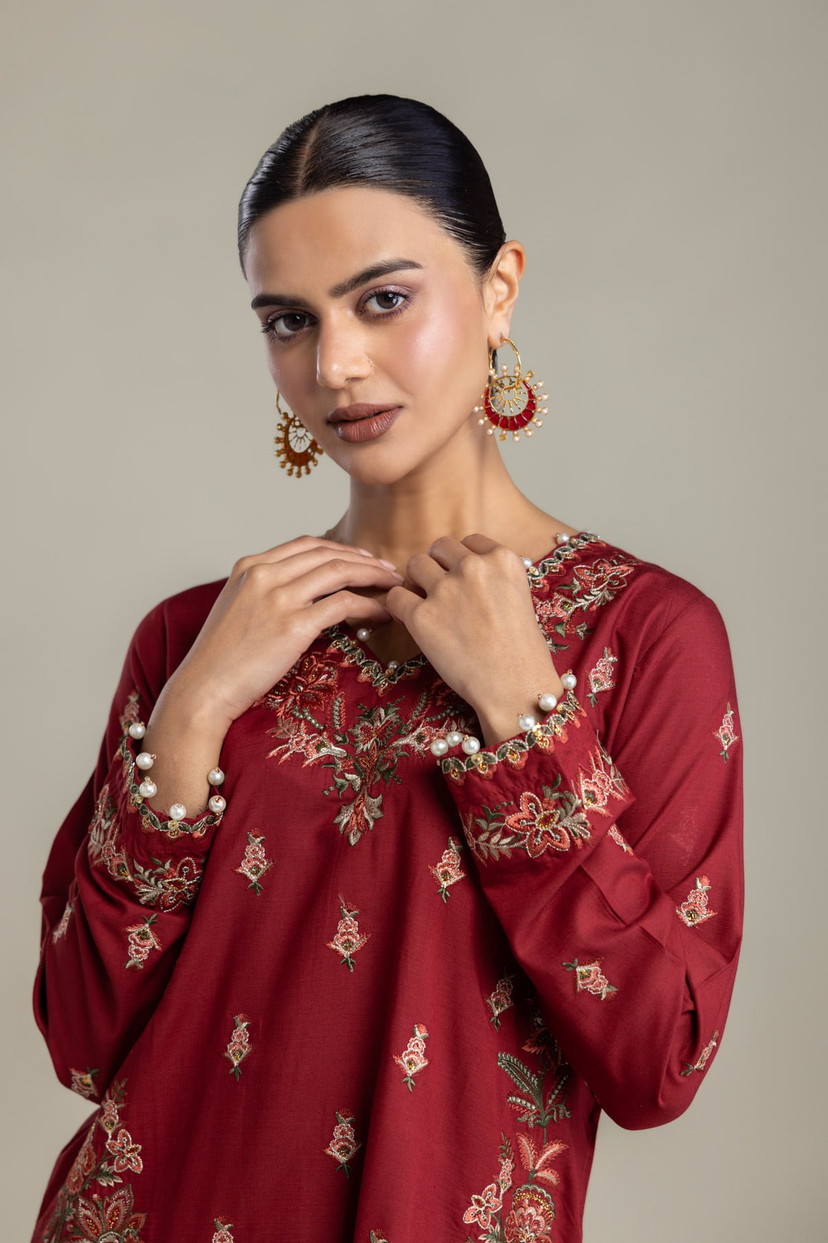 Embroidered Raw Silk Floral Silk Kurta - 2-26-202-A-D-VG