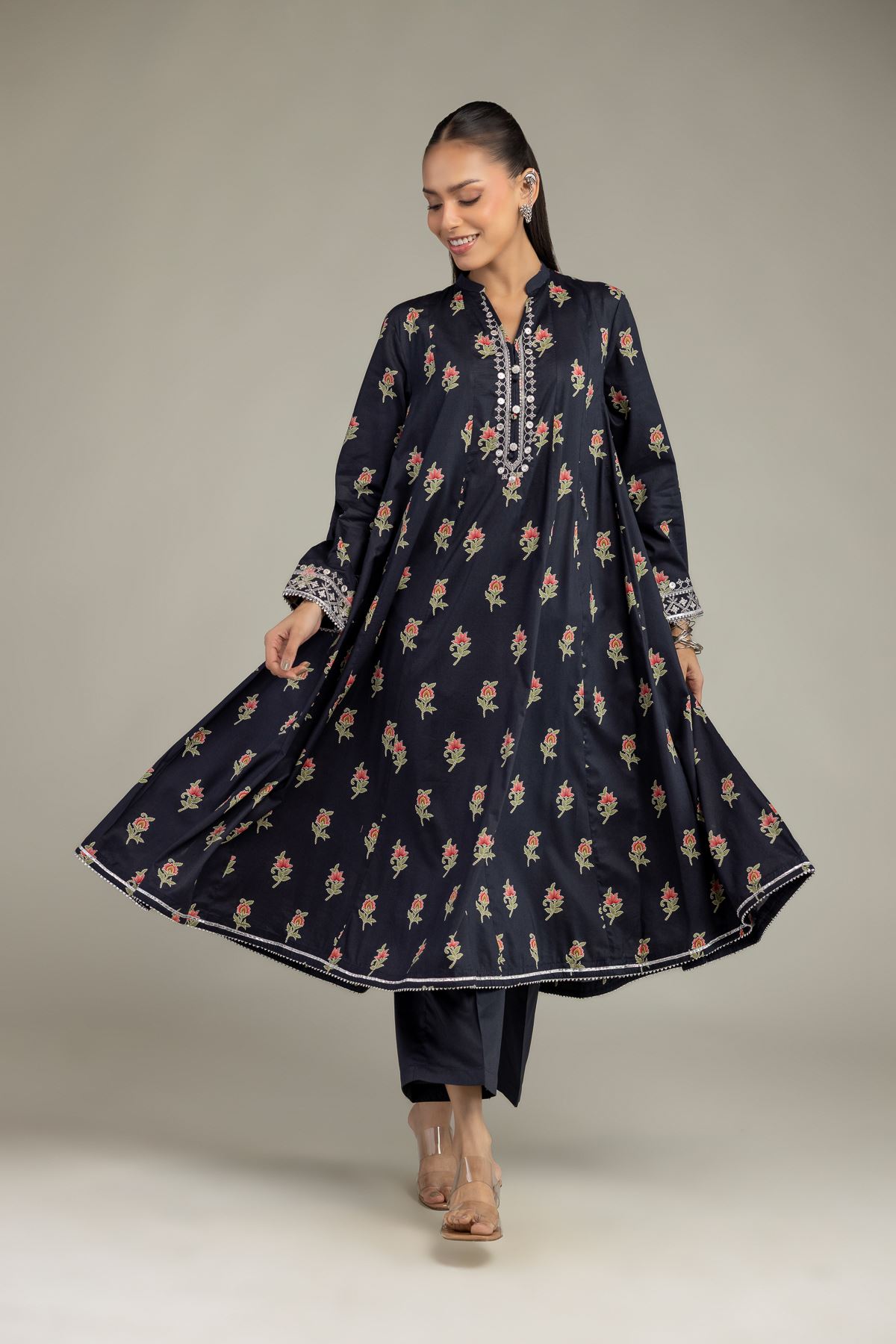 Embroidered Cotton Viscose Long Cotton Kurta - 1-26-234-A-G1-VG