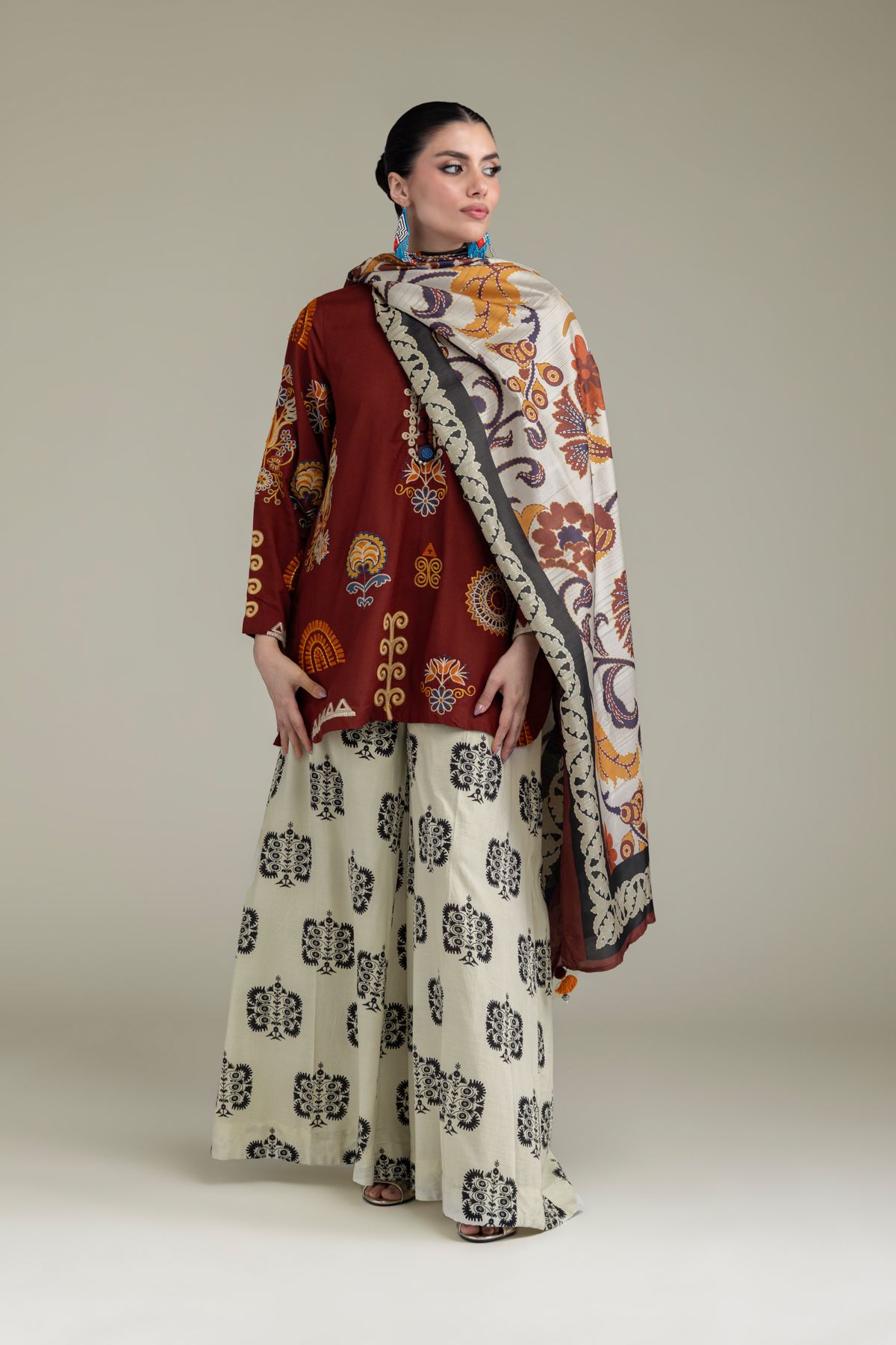 Embroidered Raw Silk Raw Silk Pants - 2-26-204-A-F1-VG