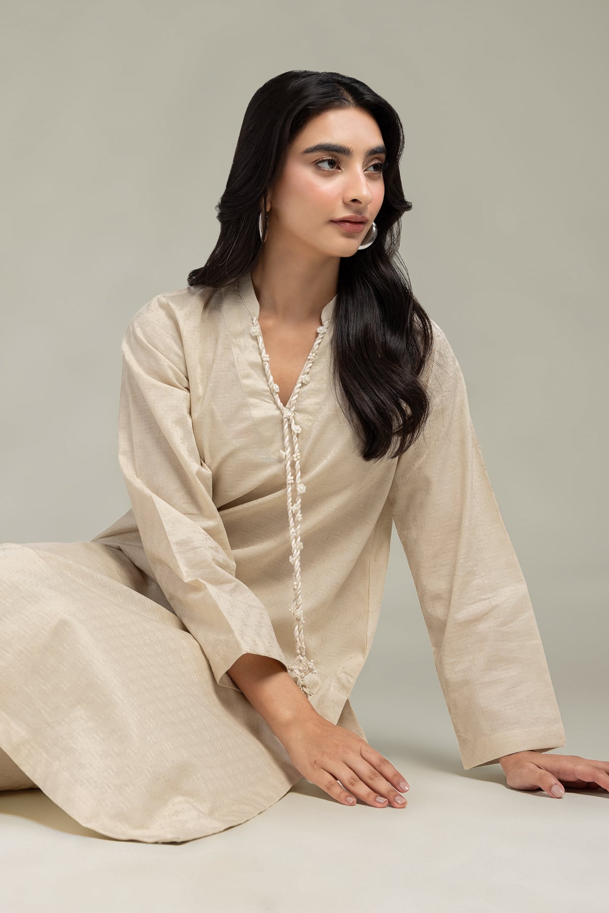 Dyed Cotton Dobby Longline Cotton Kurta - 1-26-244-A-D1-VG