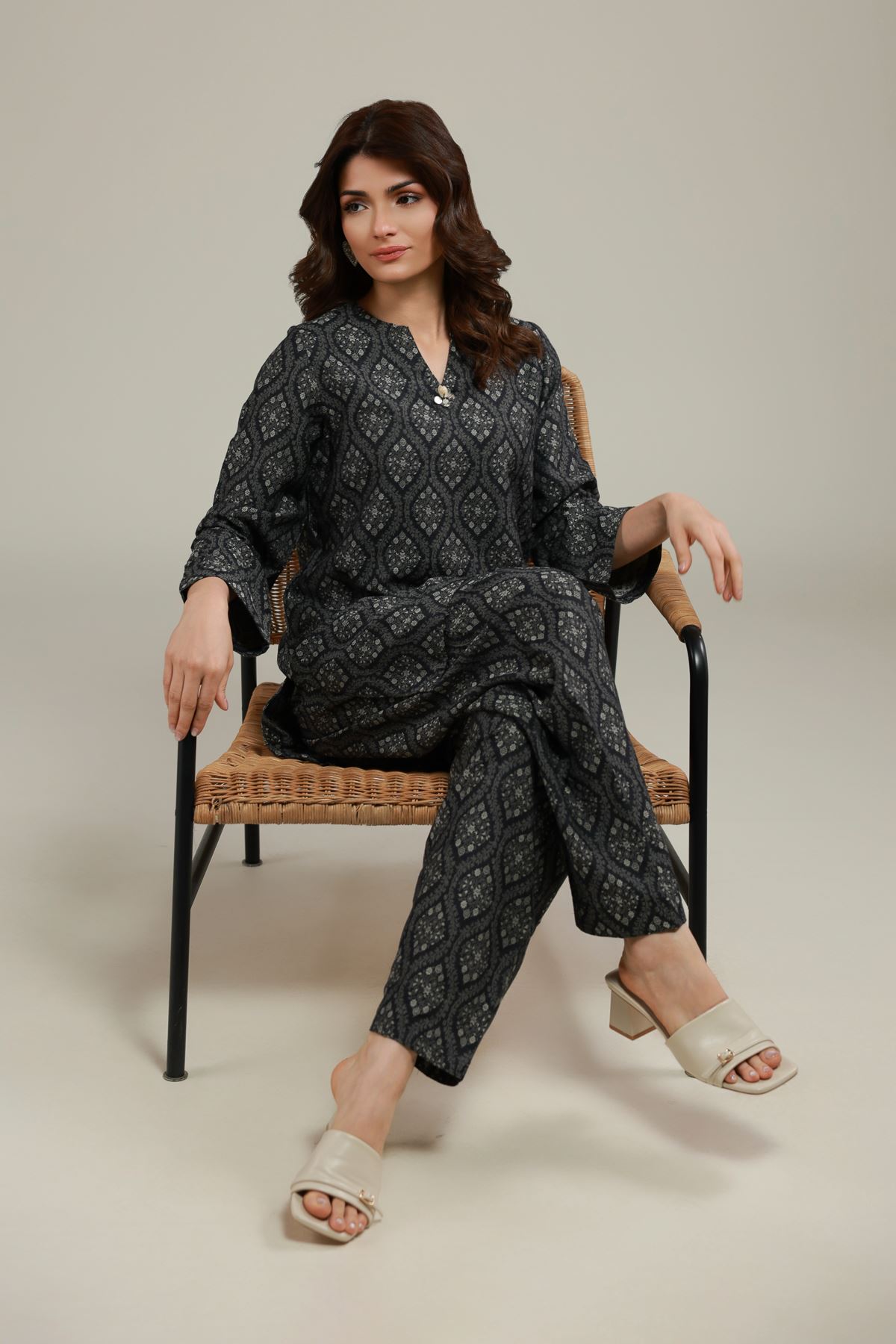 Dyed Jacquard Kurta - EET24546B-VG