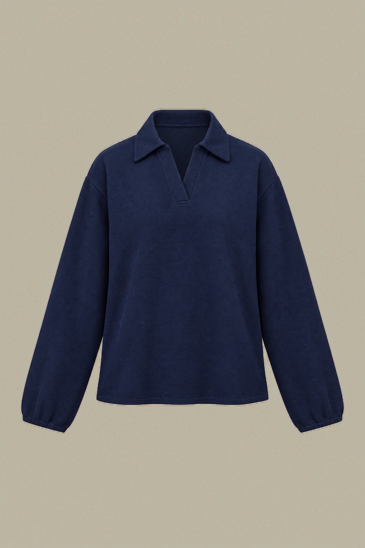Dyed Textured Cotton Navy Cotton Sweatshirt - 1-26-457-A-H2-VG