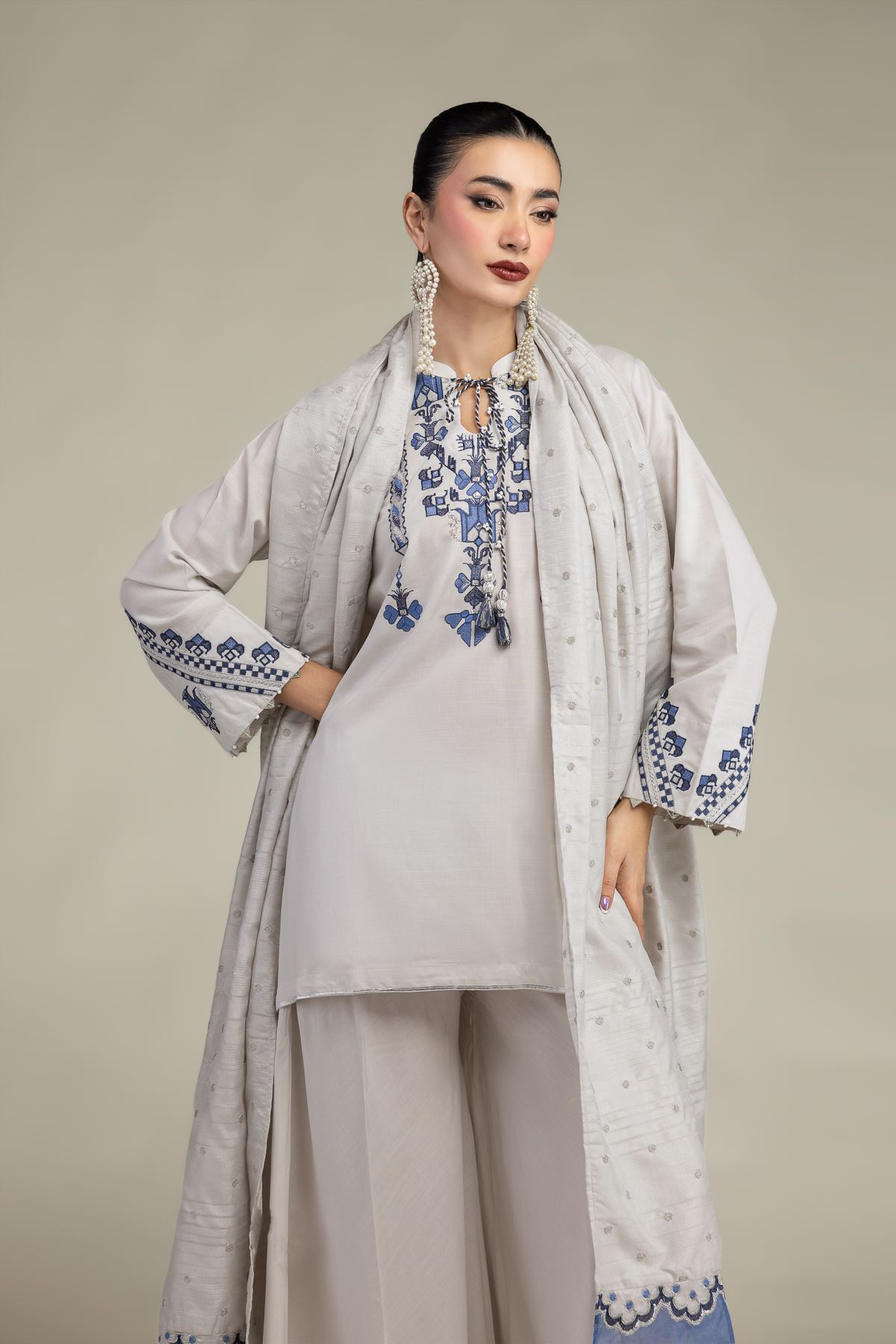 Embroidered Polyester Silk Embroidered Silk Dupatta - 2-26-207-A-C1-VG