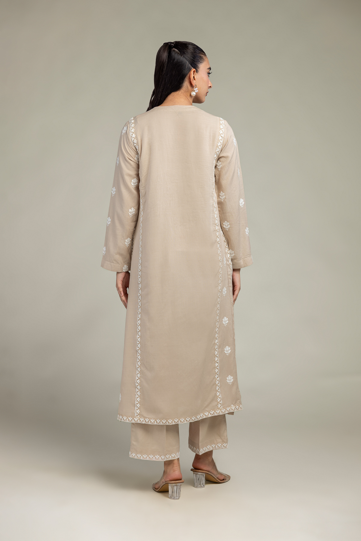 Embroidered Raw Silk Beige Embroidered Kurta - 1-26-330-A-I1-VG