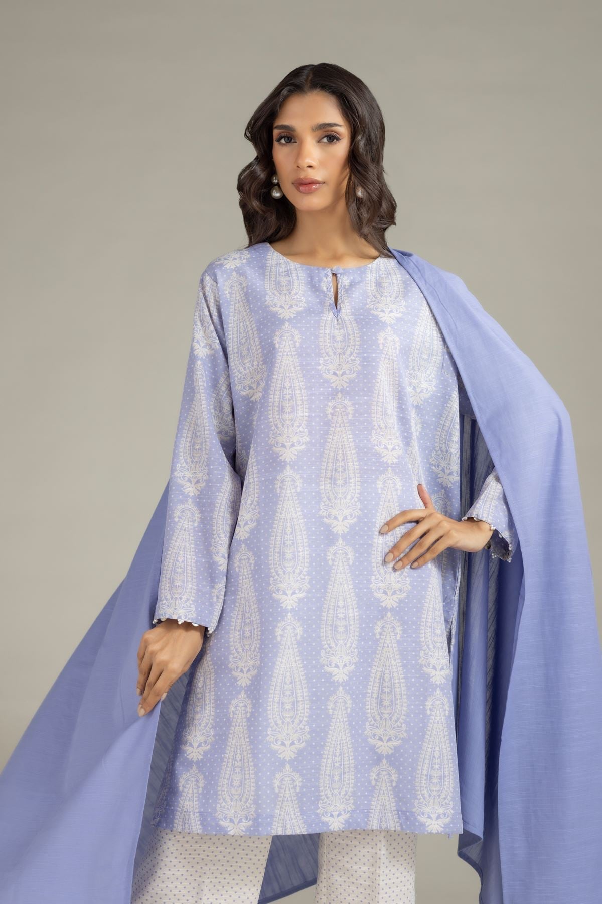 Printed Textured Cotton Kurta - 25-10-10S4-02TA-VG