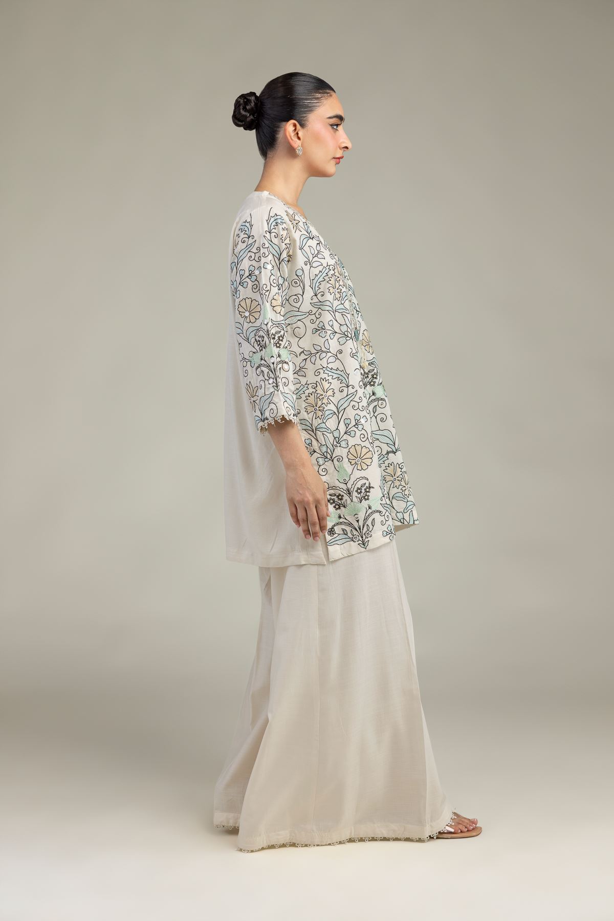 Embroidered Raw Silk Raw Silk Pants - 2-26-210-A-H1-VG
