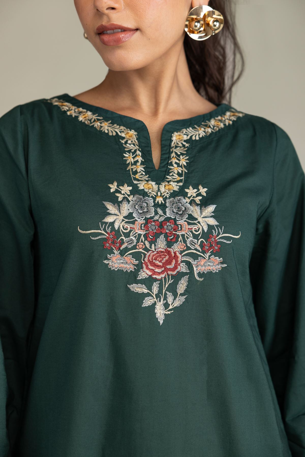 Embroidered Cambric Green Cambric Kurta - T-A11-26-210FG1-VG