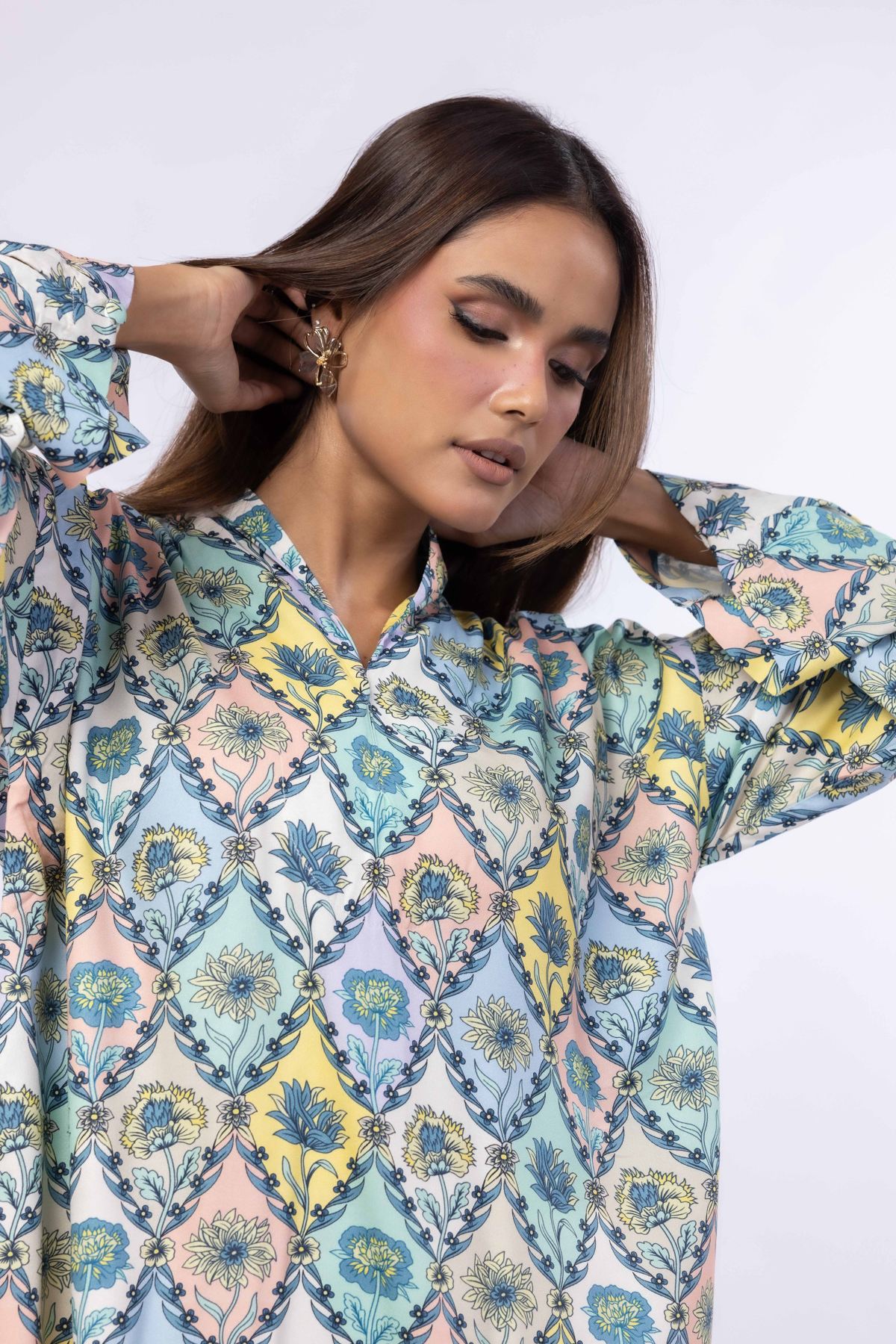 Printed Viscose Crepe Kurta - 25-09-10E1-05TB-VG