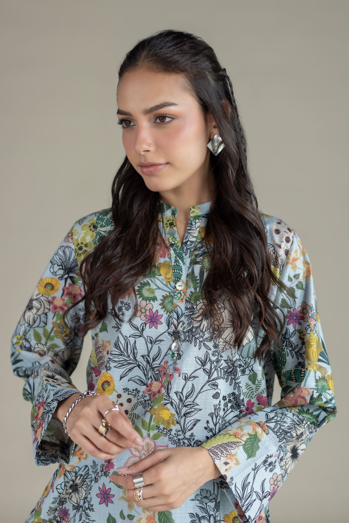 Printed Cotton Dobby Kurta - 25-10-12E12-05TB-VG
