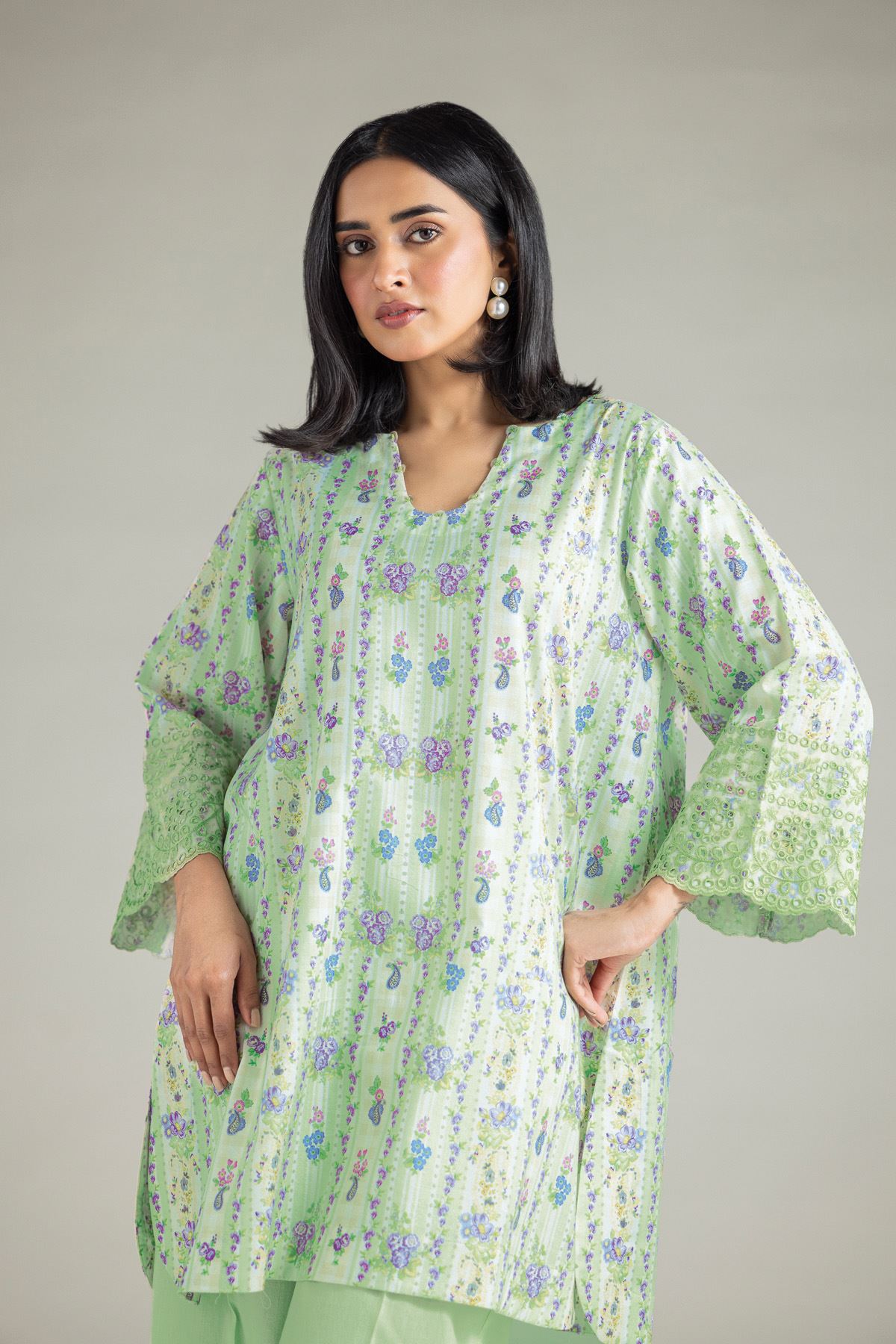 Embroidered Textured Lawn Fabrics 2 Piece | Top and Bottom - A112-26-120EJ2-VG