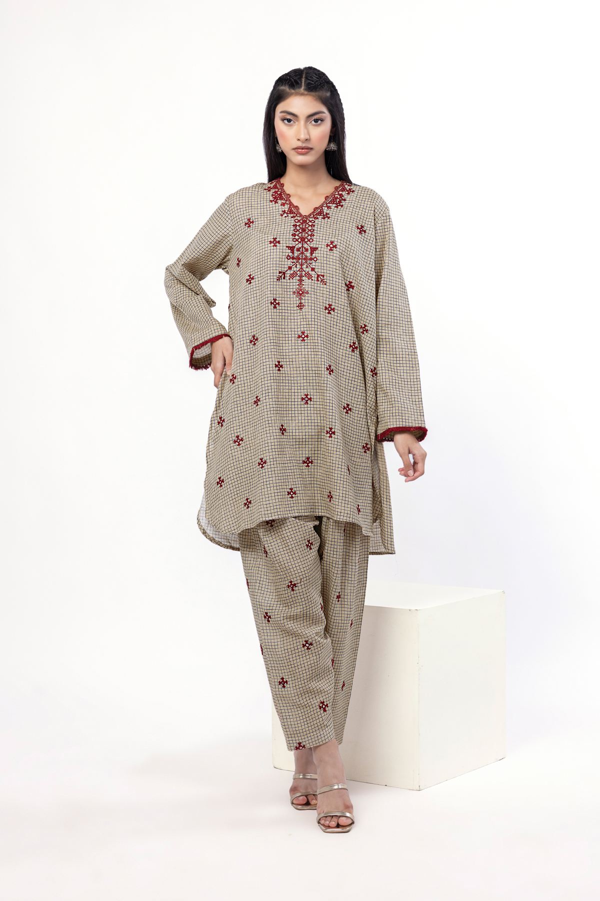 Embroidered Khaddar Fabrics 2 Piece | Top and Bottom - KN29A-VG